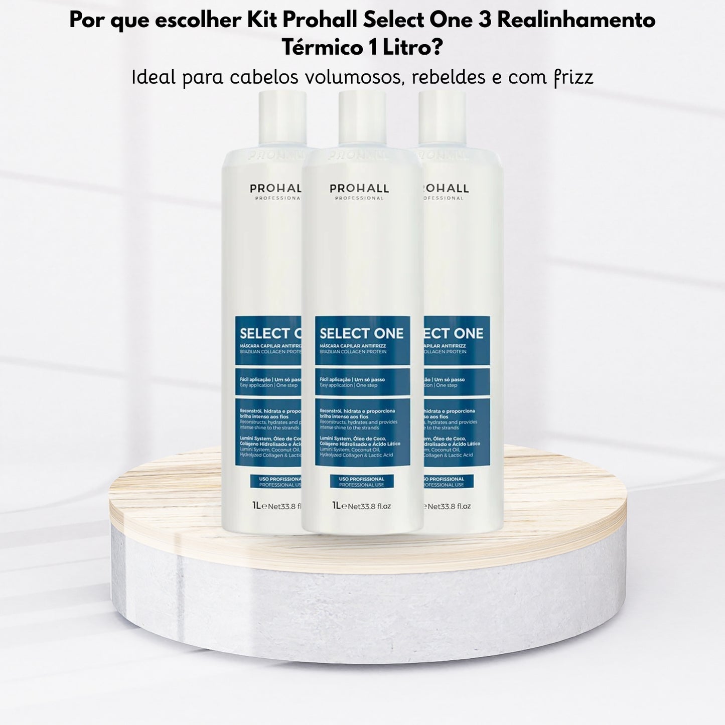 Kit Prohall Select One Antifrizz 3 Máscara Capilar 1 Litro