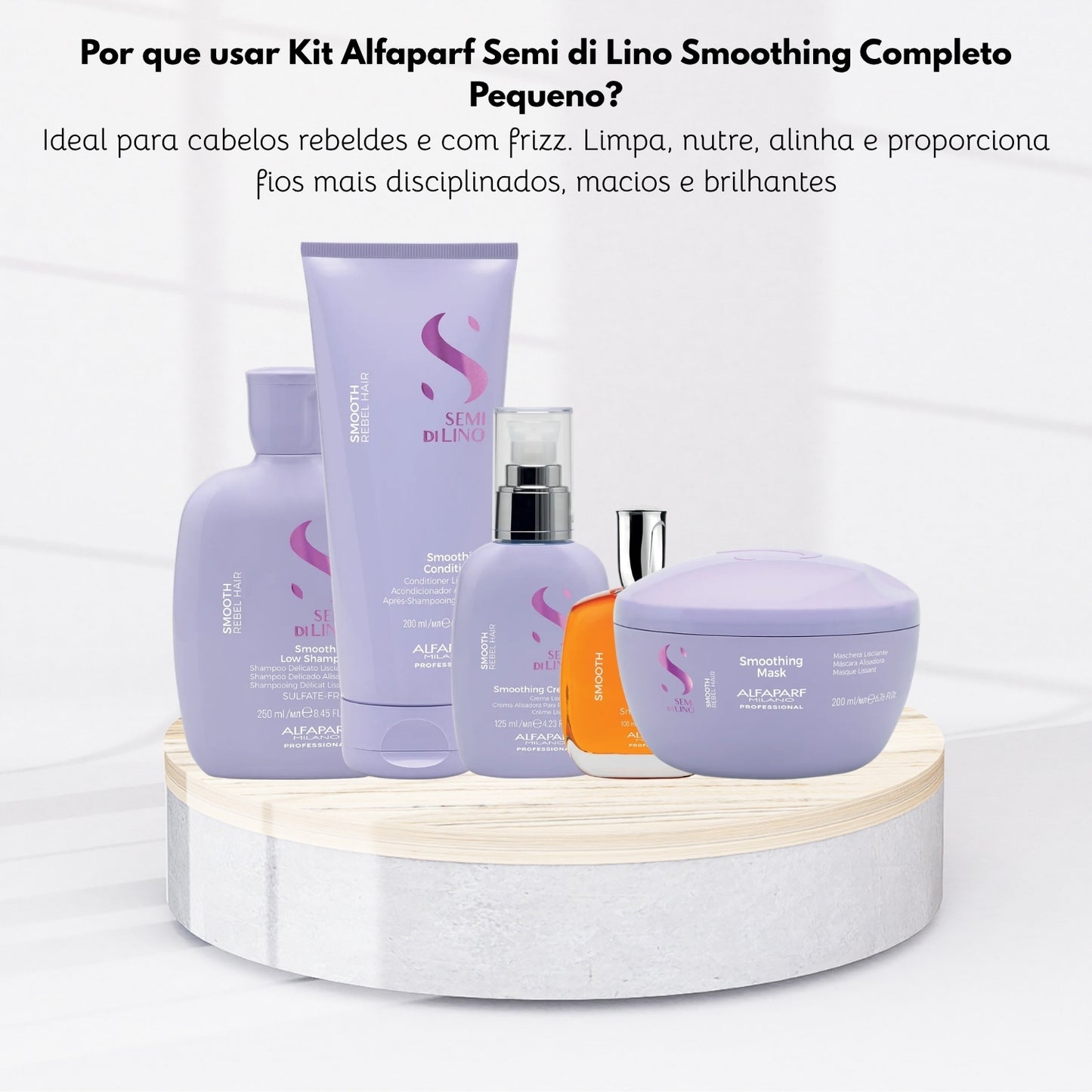 Kit Alfaparf Semi Di Lino Smoothing Rebel Hair Completo Pequeno