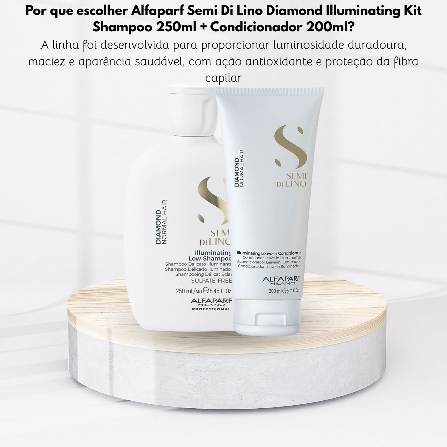 Kit Alfaparf Semi Di Lino Diamond Illuminating Shampoo 250 ml + Condicionador 200 ml