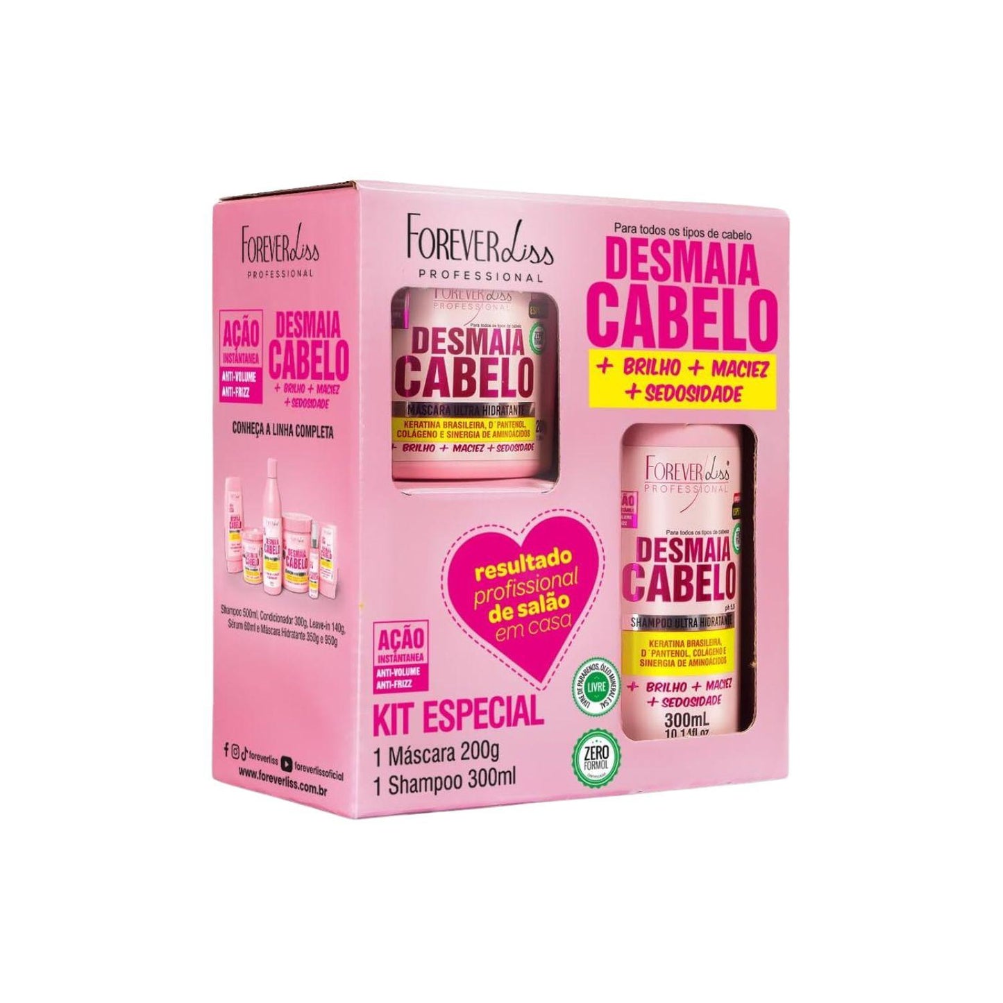 Kit Forever Liss Desmaia Cabelo Shampoo 300 ml e Máscara 200 g