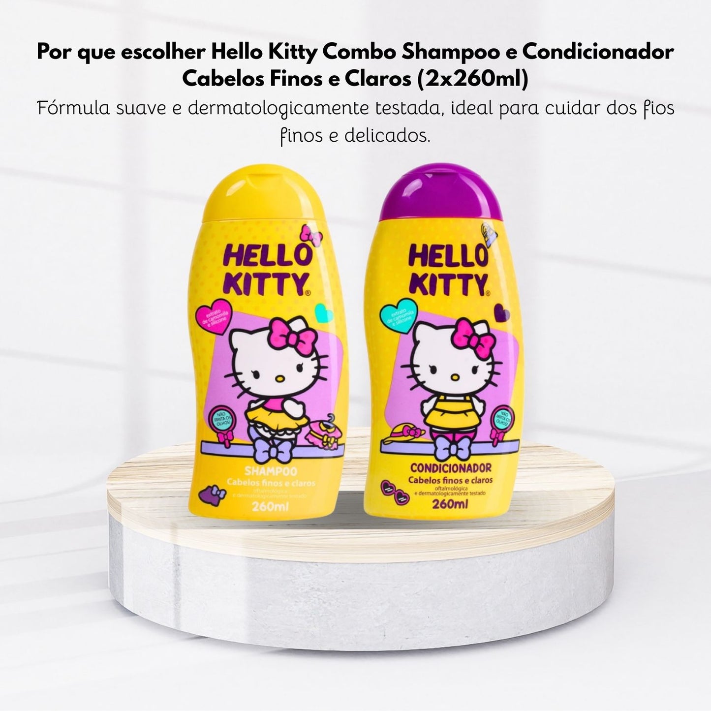 Kit Cia da Natureza Hello Kitty Shampoo e Condicionador Cabelos Finos Claros 260 ml