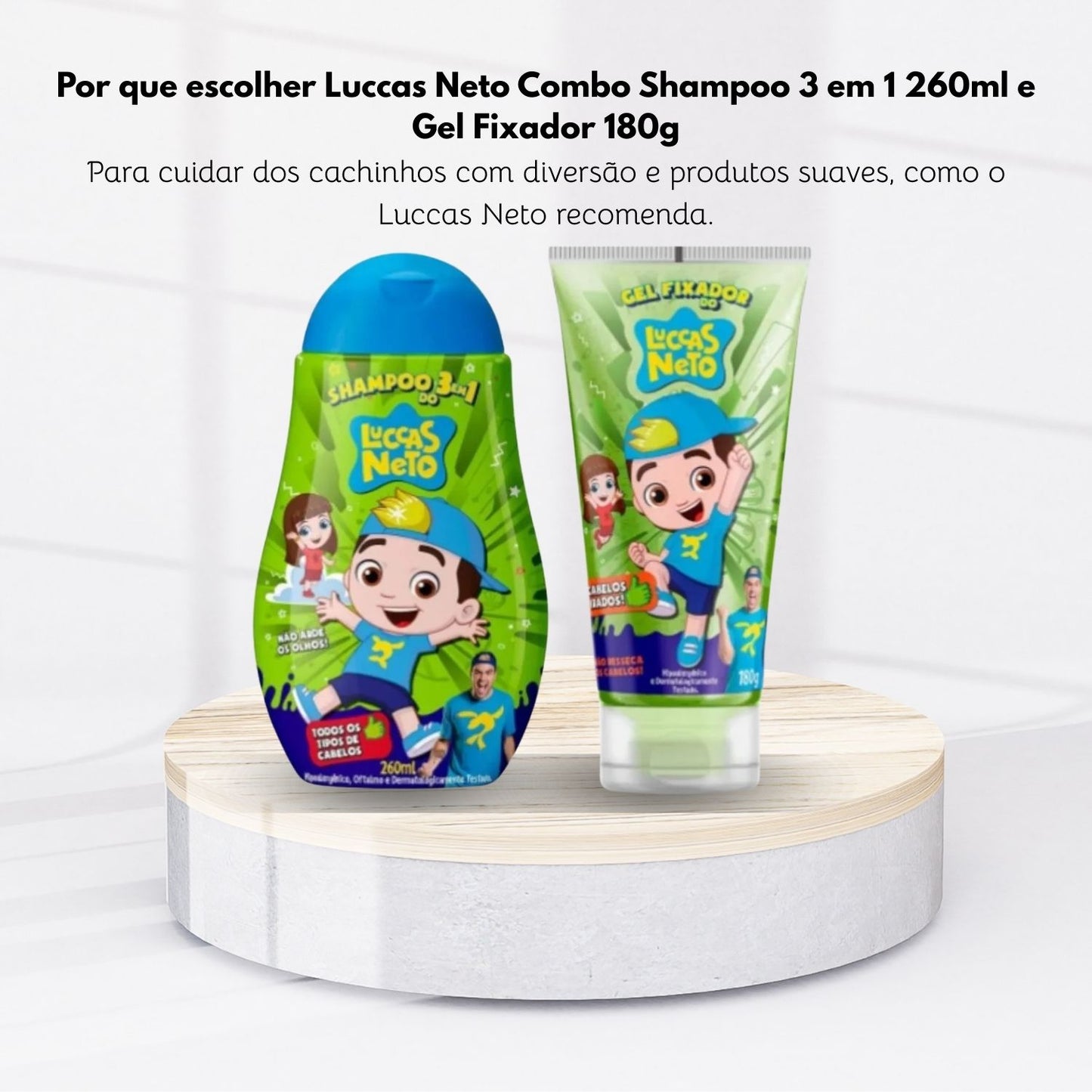 Cia da Natureza Luccas Neto Combo Shampoo 3 em 1 Gel Fixador