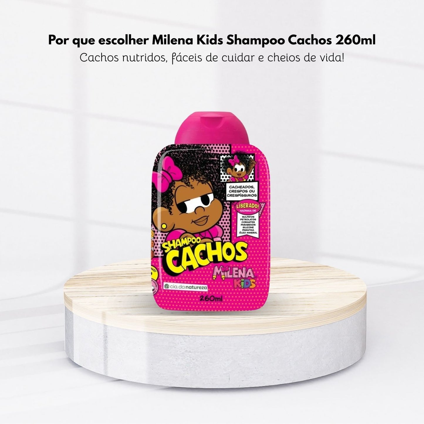 Shampoo Cia da Natureza Milena Kids Cachos para Cabelo Cacheado 260 ml