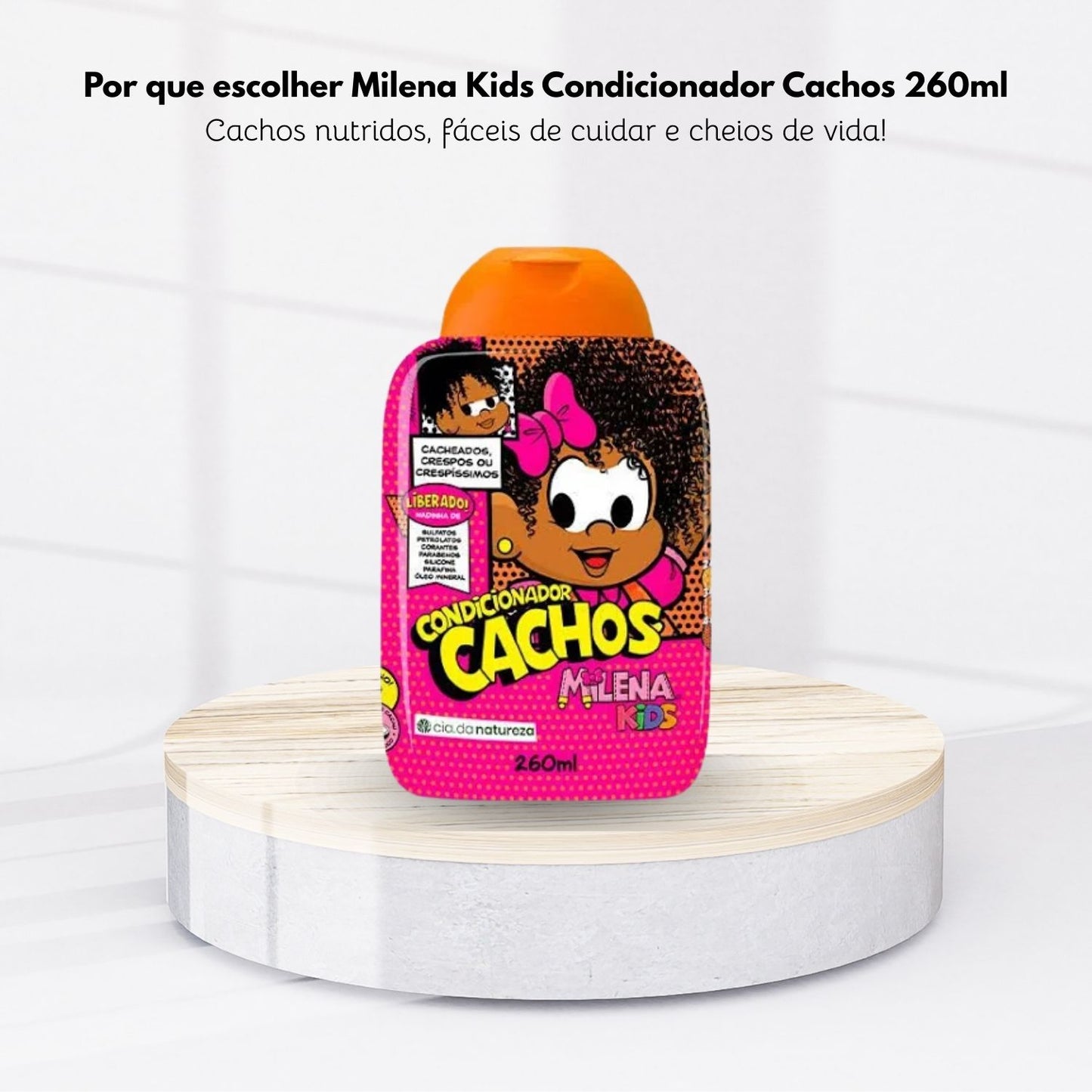 Condicionador Cia da Natureza Milena Kids Cachos Cabelo Cacheado 260 ml