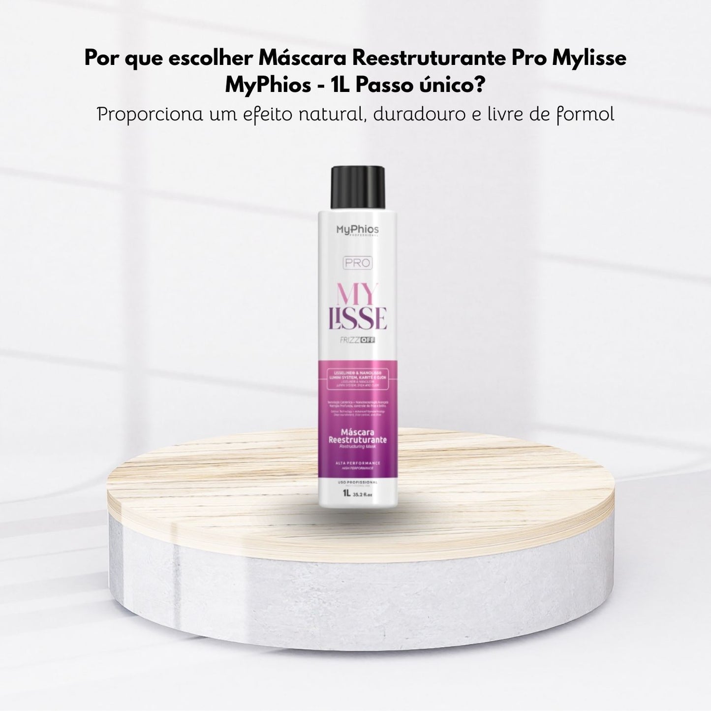 Máscara MyPhios Pro My Lisse Frizz Off Reestruturante Reducao Frizz 1 Litro