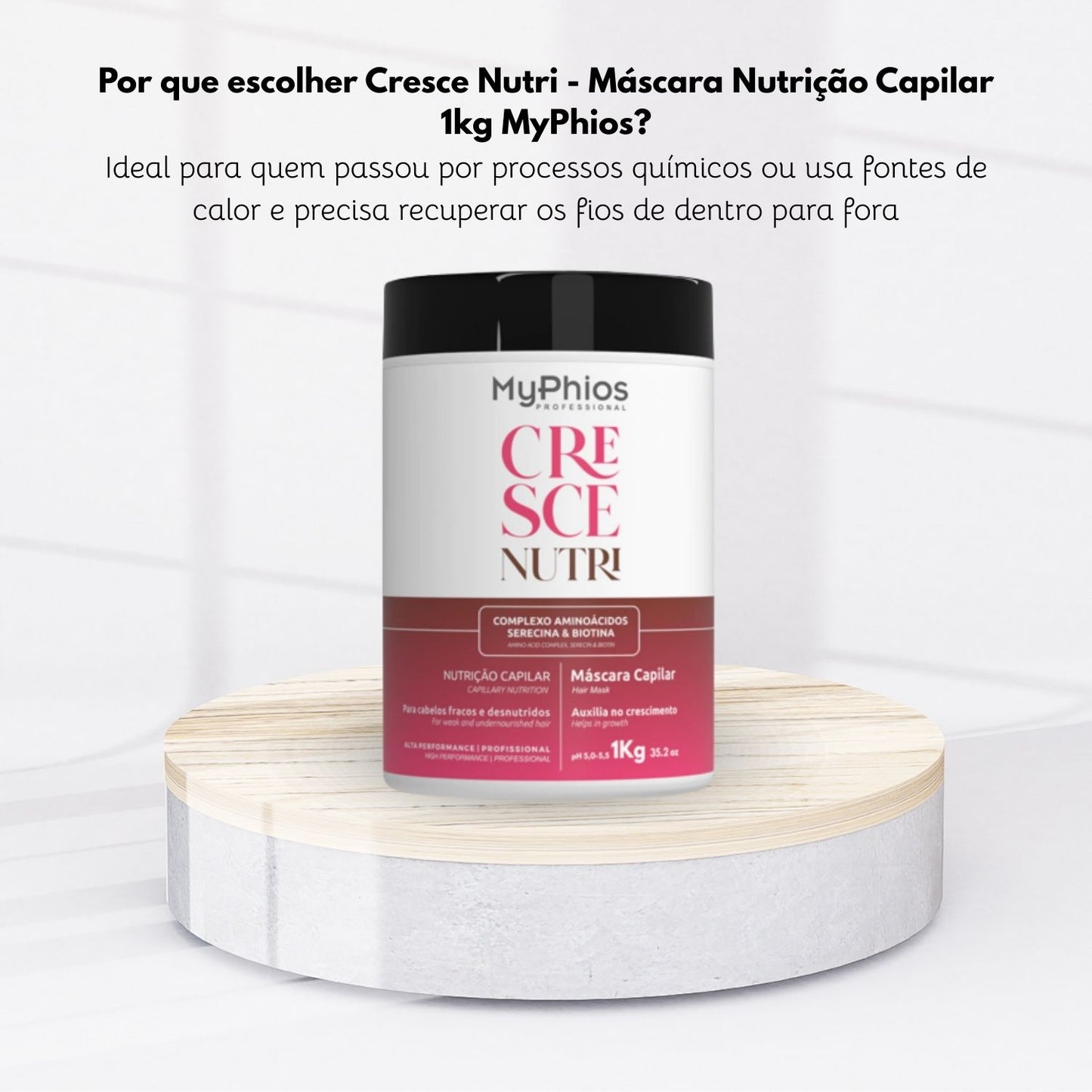 Máscara MyPhios Cresce Nutri Fortalecimento e Máscara de Nutrição Capilar 1 Kg