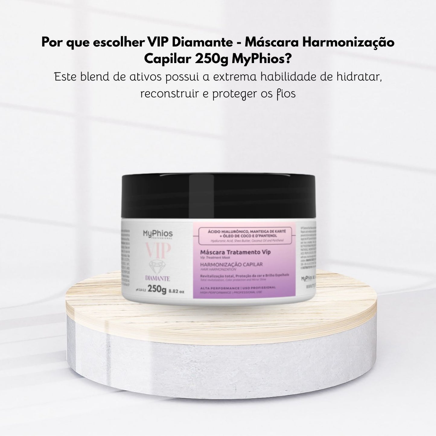 Máscara MyPhios VIP Diamante Reconstrução Máscara de Hidratação e Brilho 250 g