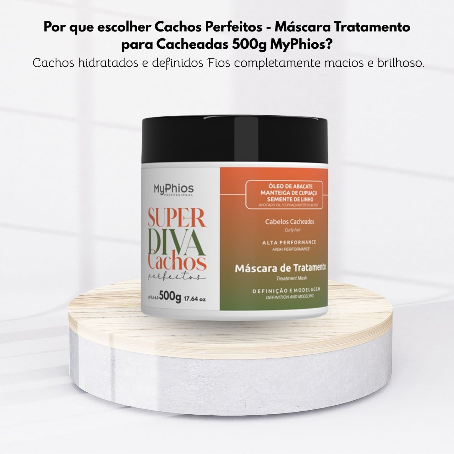 Máscara MyPhios Super Diva Cachos Perfeitos Para Tratamento para Cabelo Cacheado 500 g