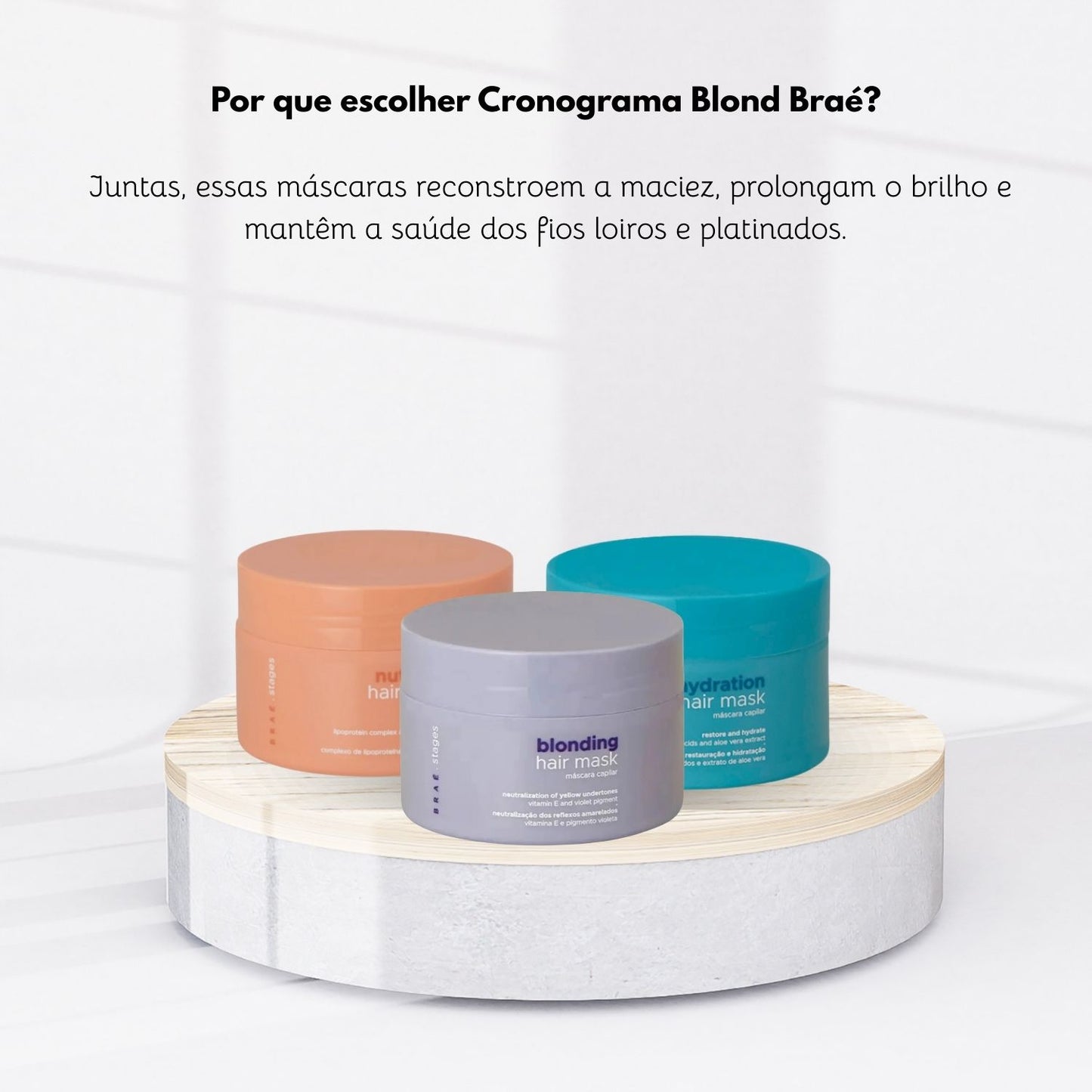 Kit Braé Cronograma Capilar Nutrition Hydration Blonding Máscaras 3 x 200 g