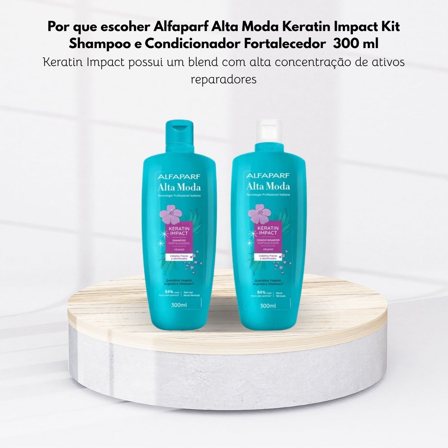 Kit Alfaparf Alta Moda Keratin Impact Shampoo e Condicionador Fortalecedor 300 ml