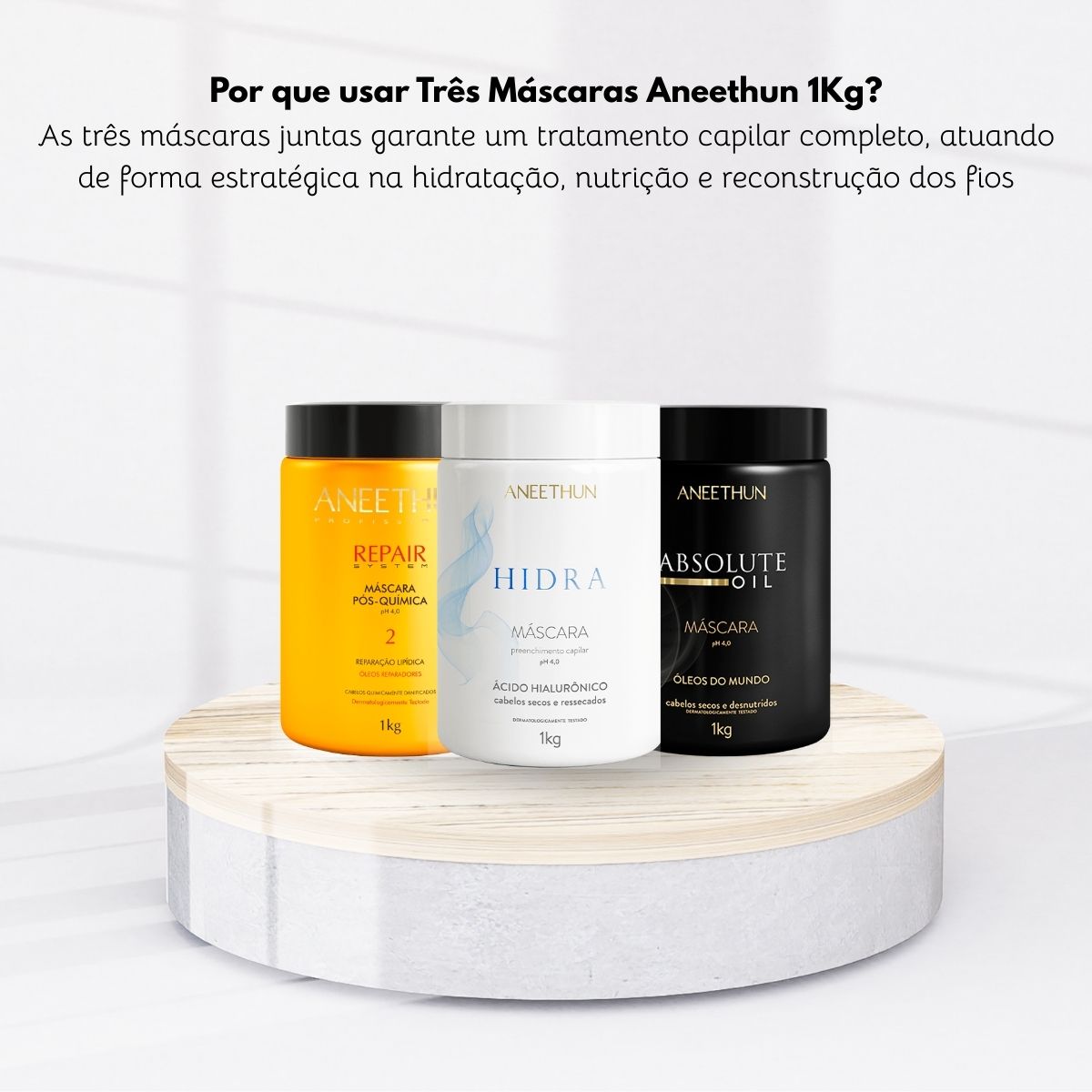 Kit Aneethun Cronograma Capilar Máscara de Hidratação Nutrição Reconstrução 3 x 1 Kg