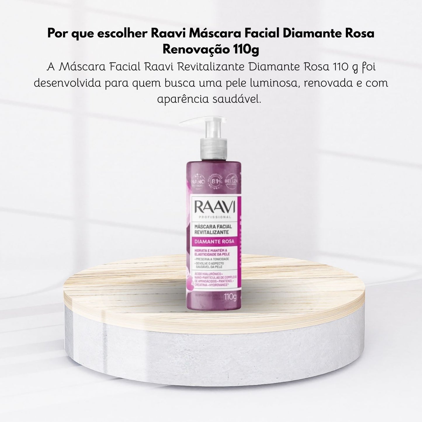 Máscara Raavi Facial Diamante Rosa Renovação 110 g