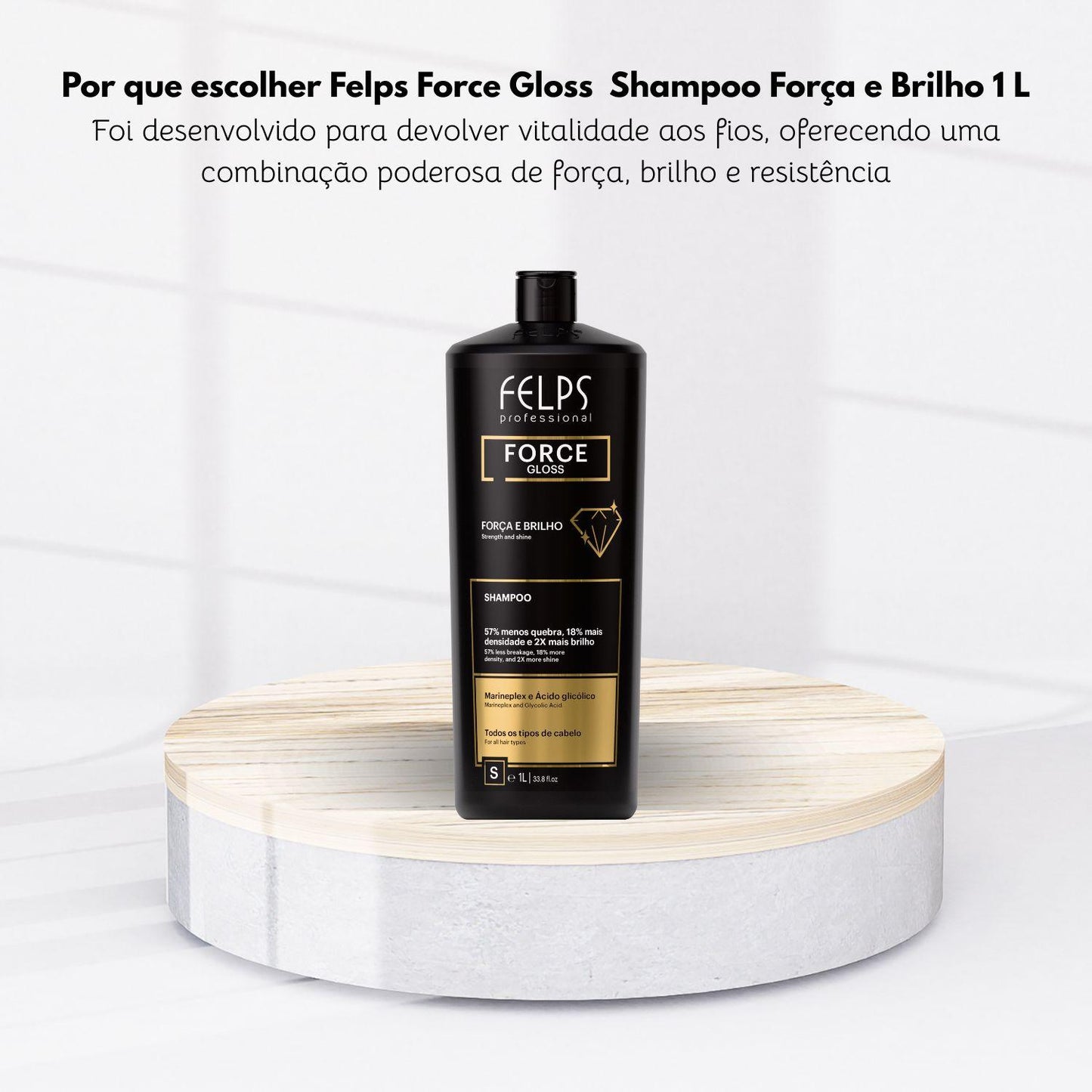 Felps Force Gloss Shampoo Força e Brilho 1 Litro
