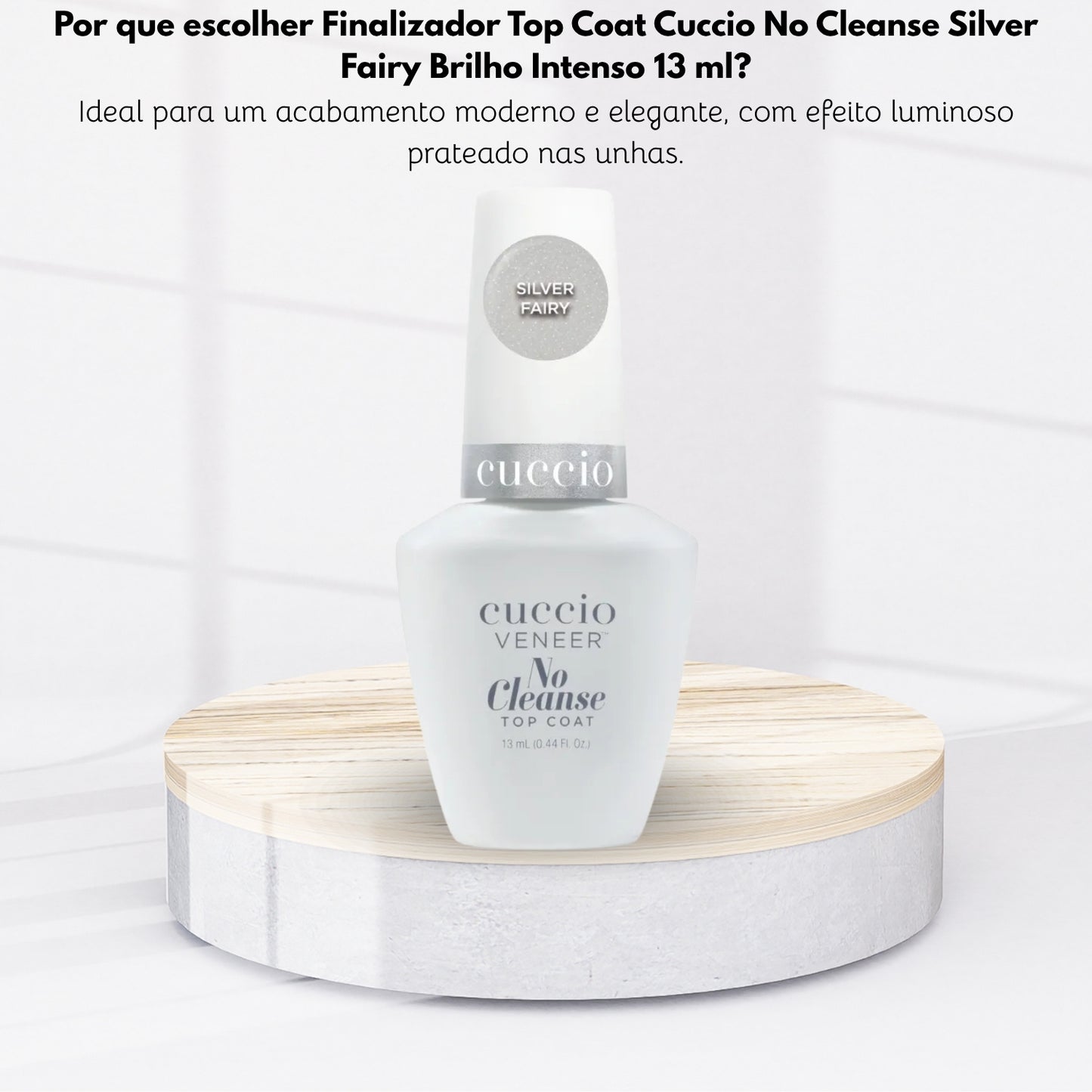 Finalizador Top Coat Cuccio No Cleanse Silver Fairy Brilho Intenso 13 ml