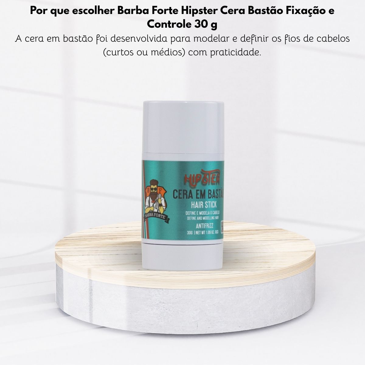Barba Forte Hipster Cera Bastão Fixação e Controle 30 g