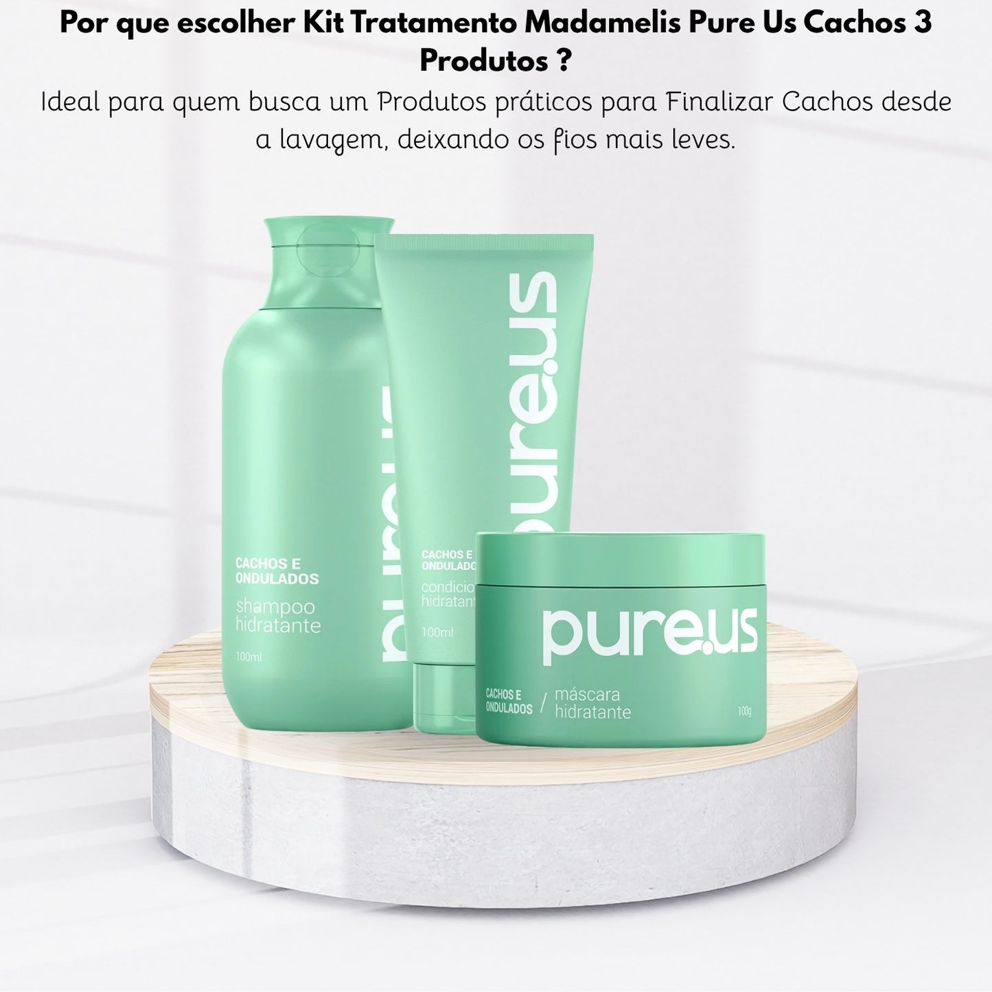 Kit Tratamento Madamelis Pure Us Cachos 3 Produtos