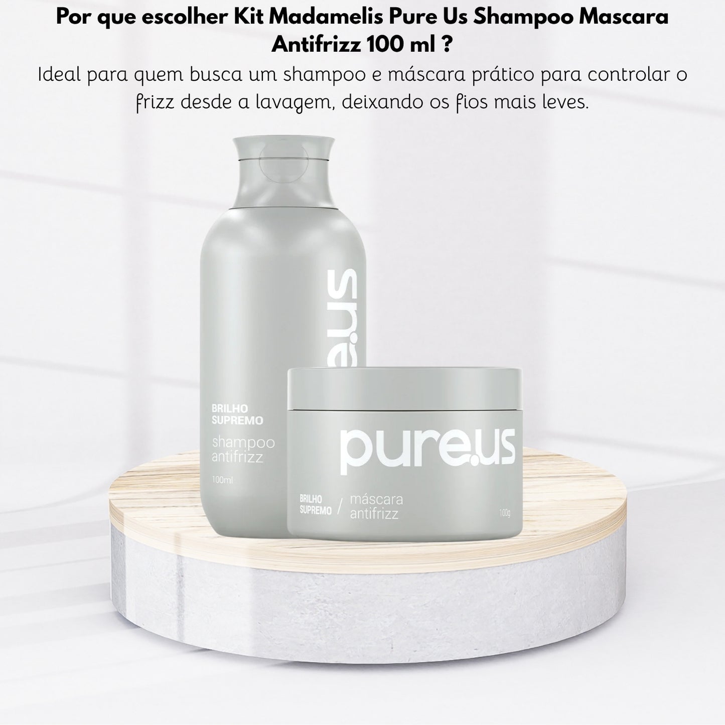 Kit Madamelis Pure Us Shampoo Mascara Antifrizz 100 ml