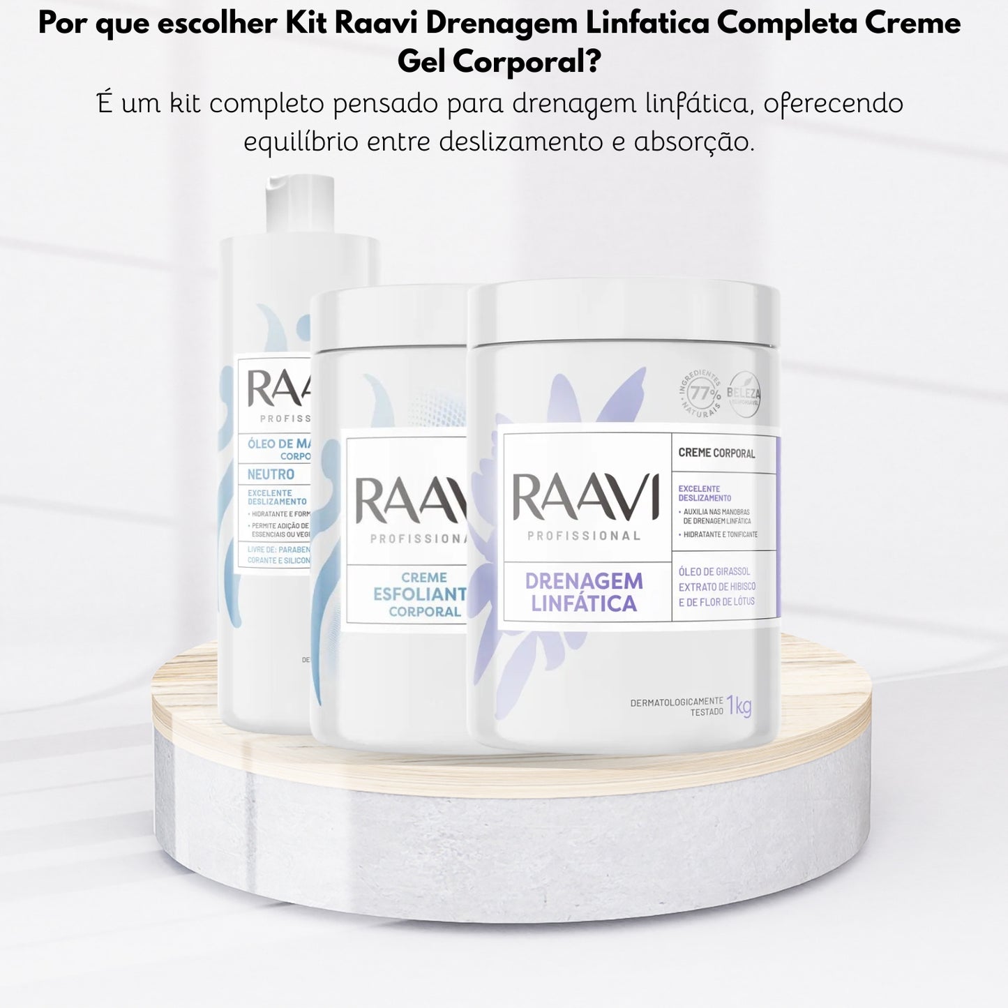 Kit Raavi Drenagem Linfatica Completa Creme Gel Corporal