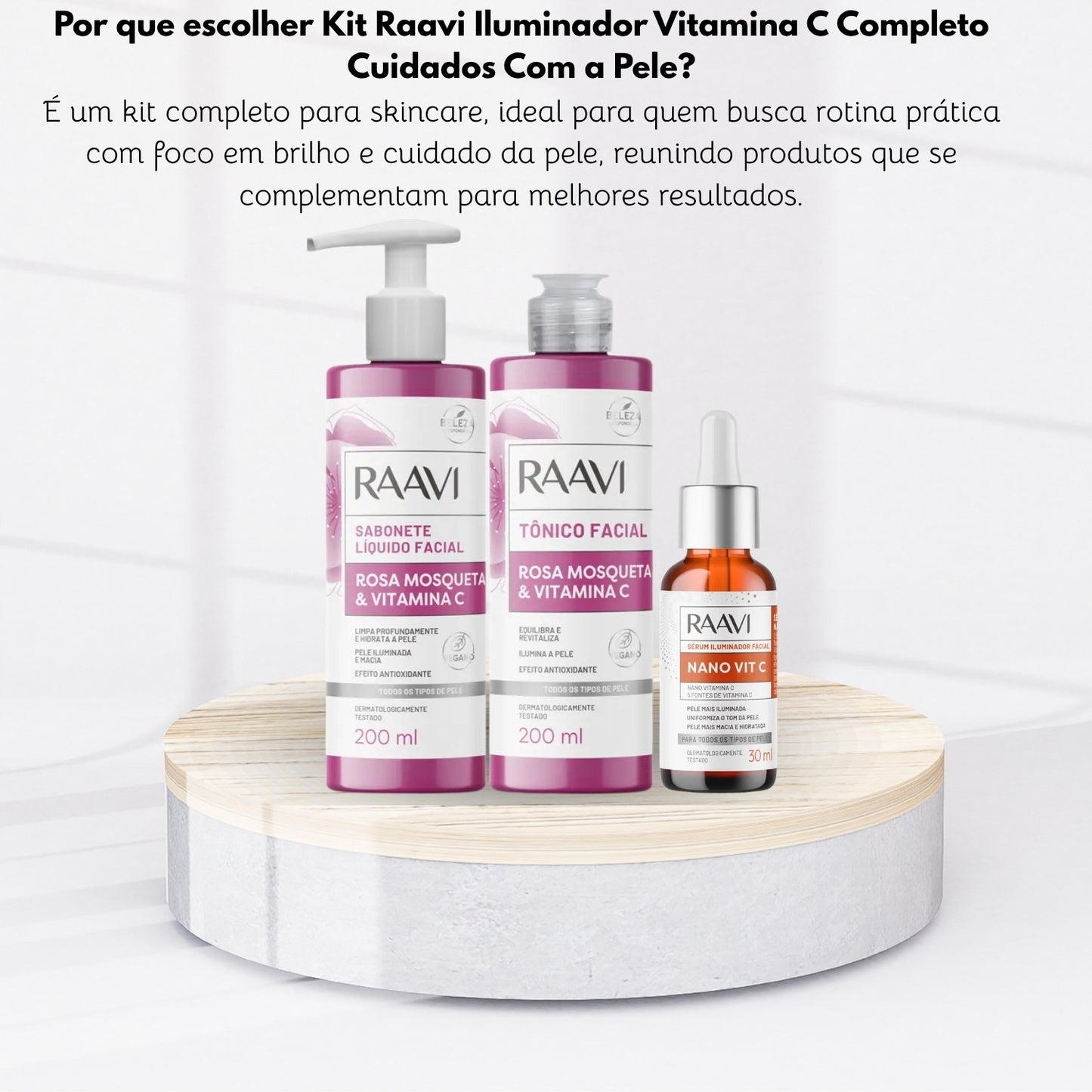 Kit Raavi Iluminador Vitamina C Completo Cuidados Com a Pele
