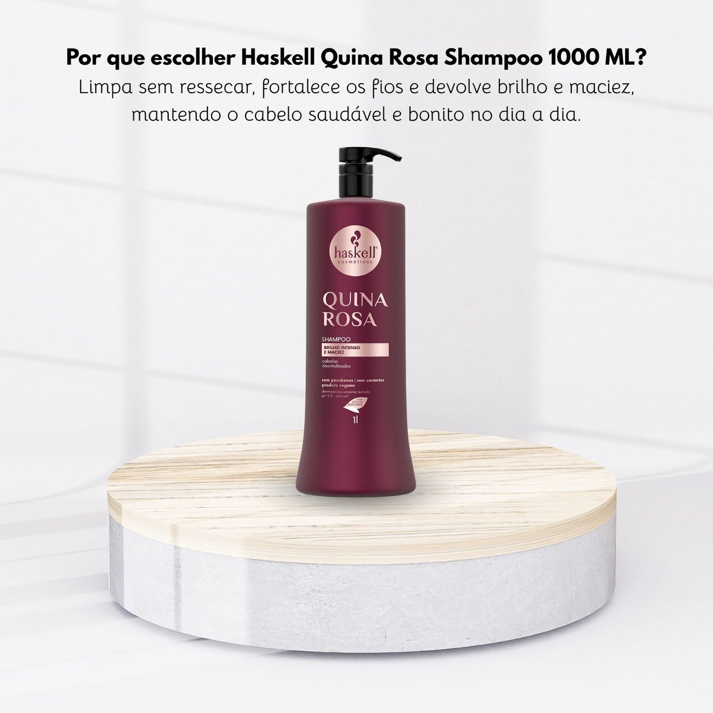 Shampoo Haskell Quina Rosa Fortificação dos fios 1000 ml