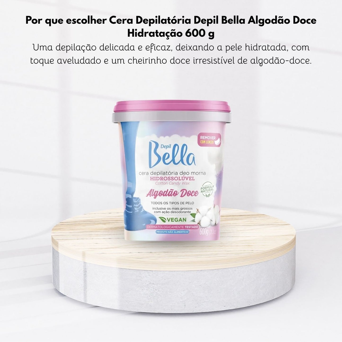 Cera Depilatória Depil Bella Algodão Doce Hidratação 600 g