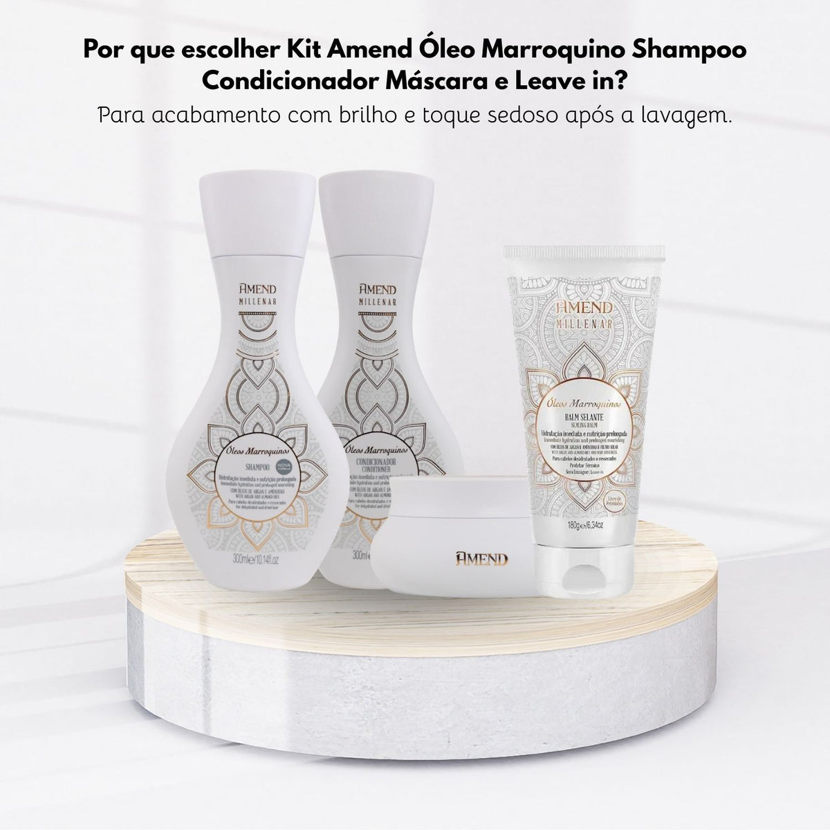 Kit Amend Oleos Marroquinos Shampoo Condicionador Mascara Leave-in