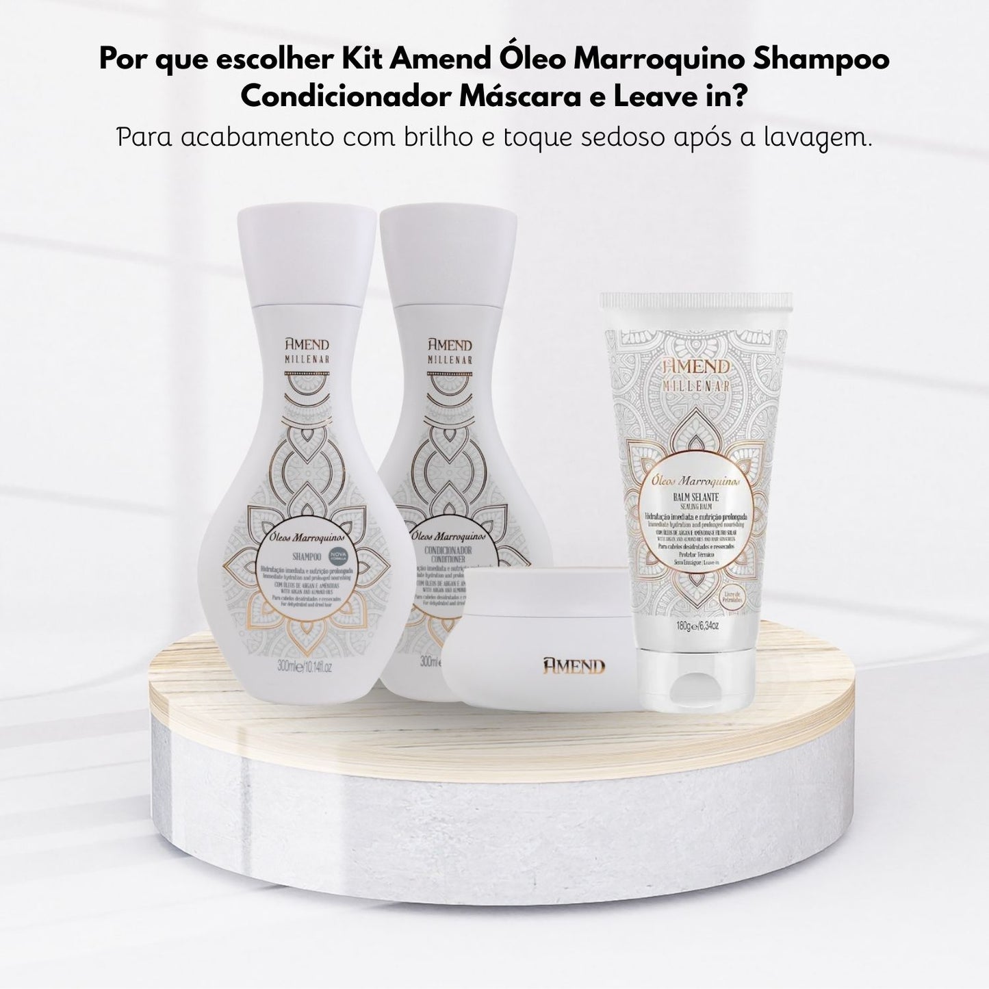 Kit Amend Oleos Marroquinos Shampoo Condicionador Mascara Leave-in