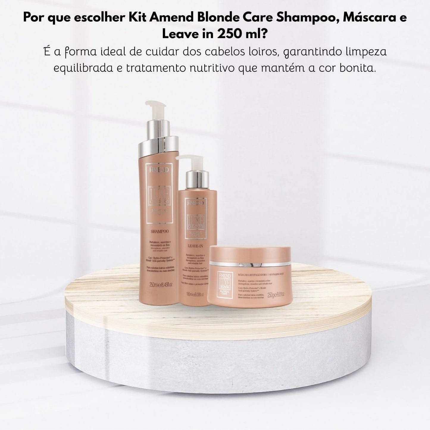 Kit Amend Luxe Creations Blonde Care Shampoo Mascara Leave-in