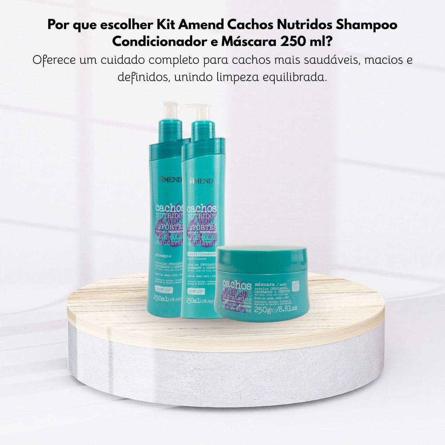 Kit Shampoo Condicionador Mascara Amend Cachos Nutridos