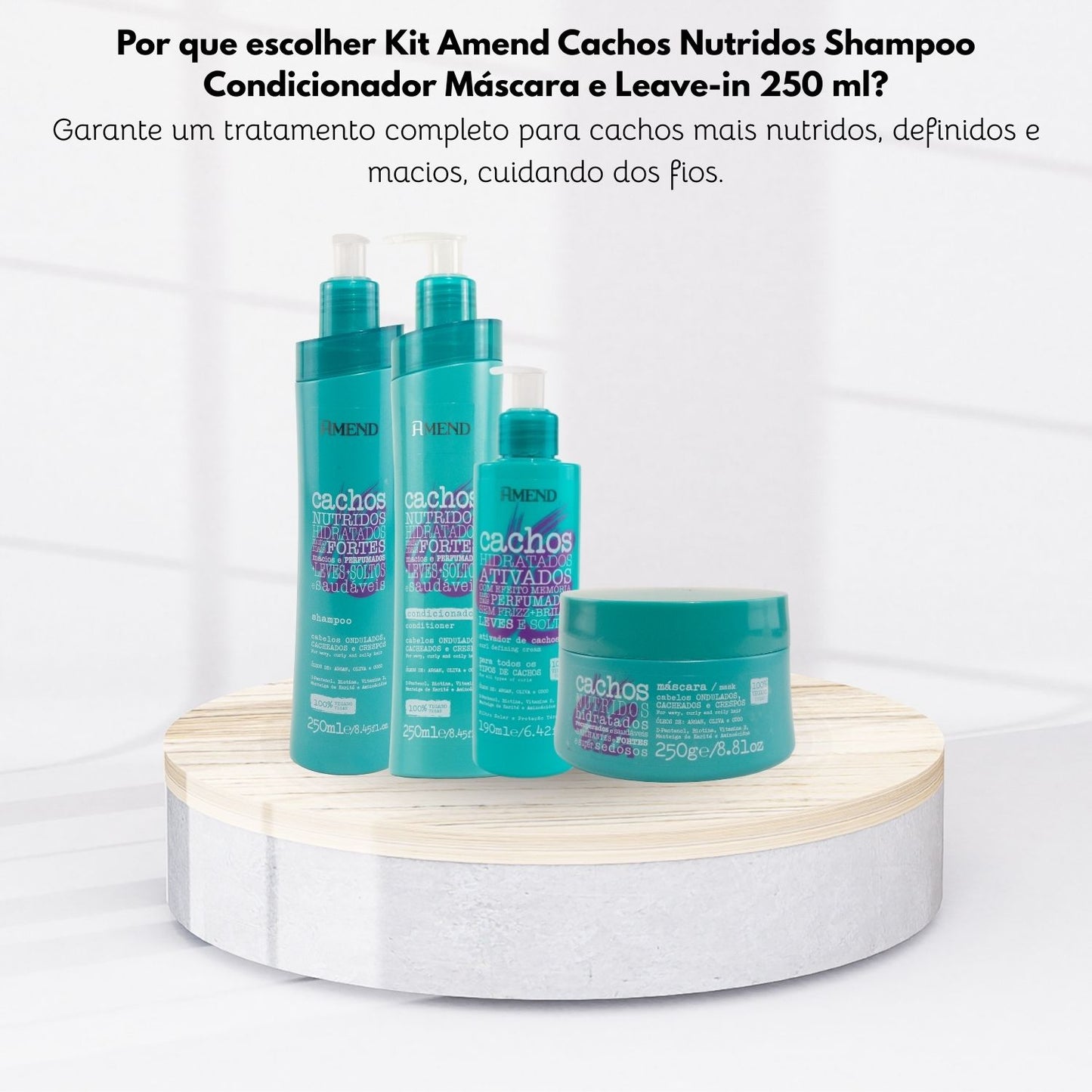 Kit Amend Cachos Nutridos Shampoo Condicionador Mascara Leave-in