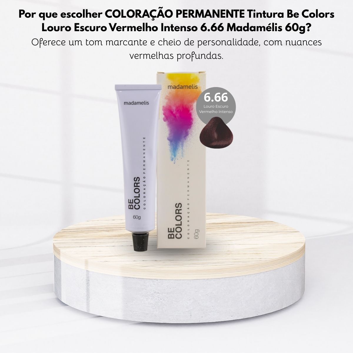 Coloração Madamelis Be Colors Louro Escuro Vermelho Intenso 6.66 60 g
