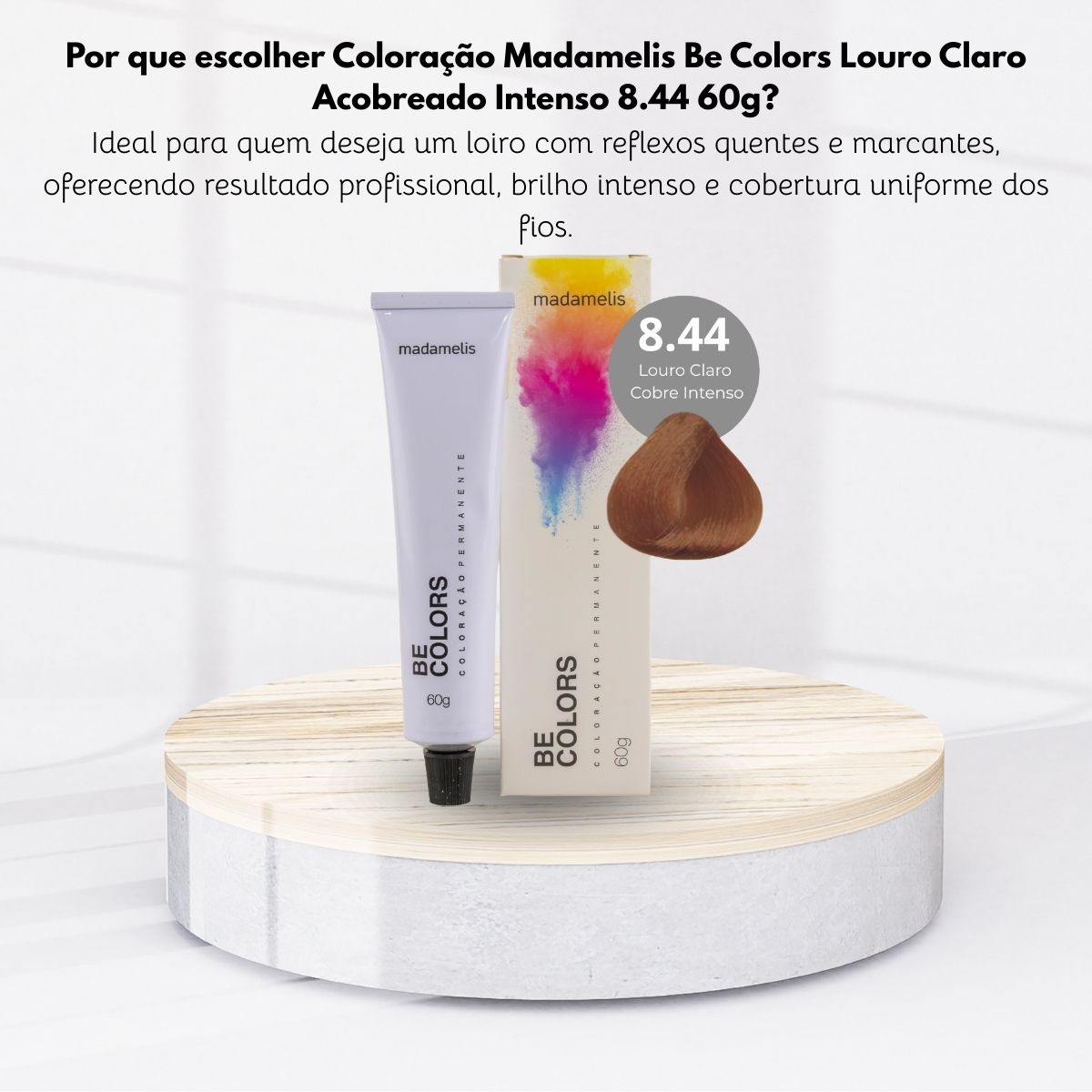 Coloração Madamelis Be Colors Louro Claro Acobreado Intenso 8.44 60 g