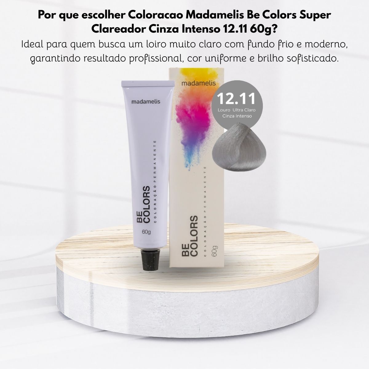 Coloração Madamelis Be Colors Super Clareador Cinza Intenso 12.11 60 g