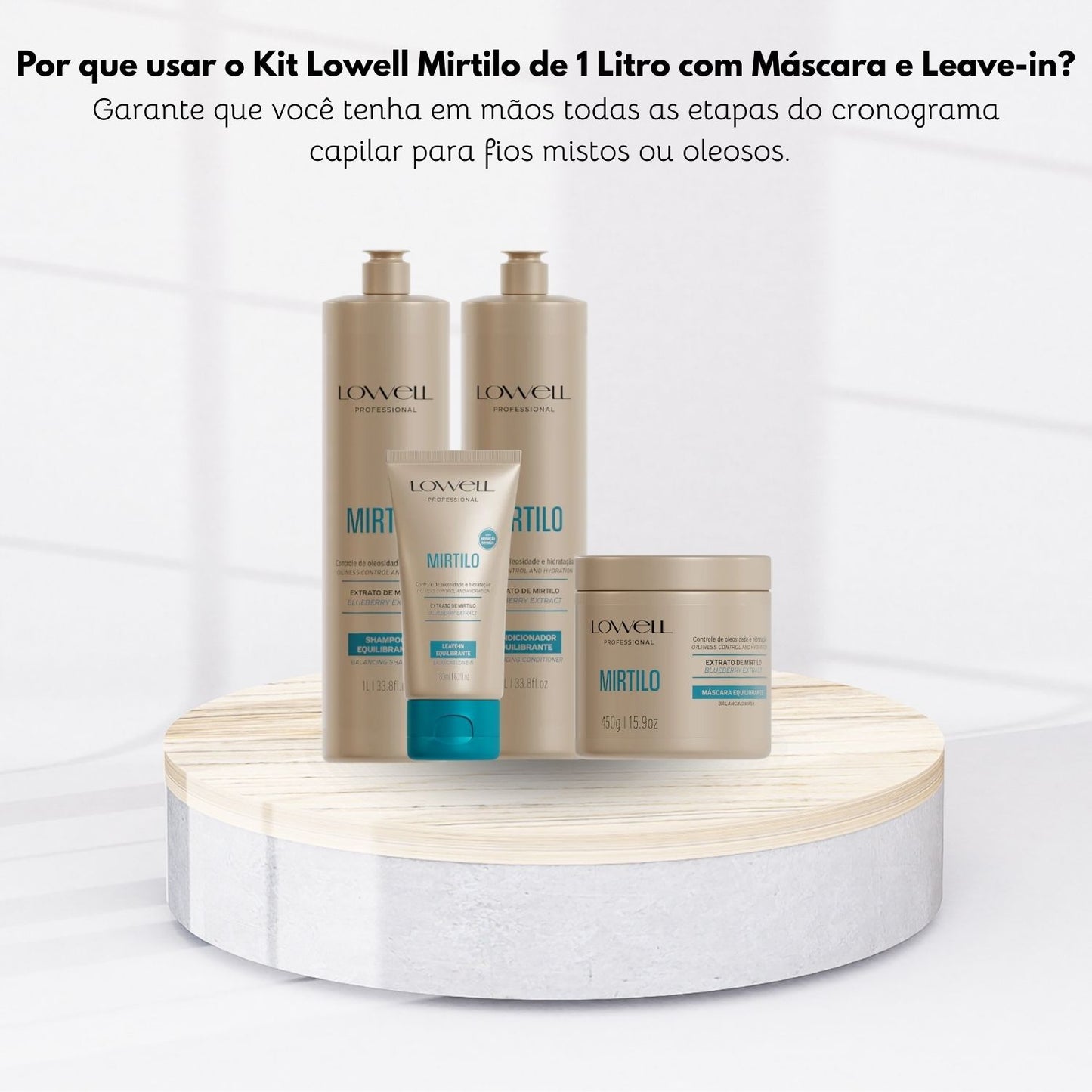 Kit Lowell Mirtilo Equilíbrio Kit Shampoo Condicionador Máscara Leave In (4 Produtos)