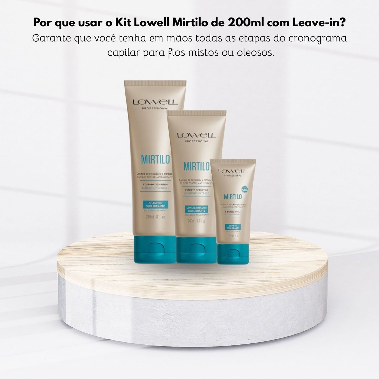 Kit Shampoo Condicionador Leave In Lowell Mirtilo Equilíbrio Home care