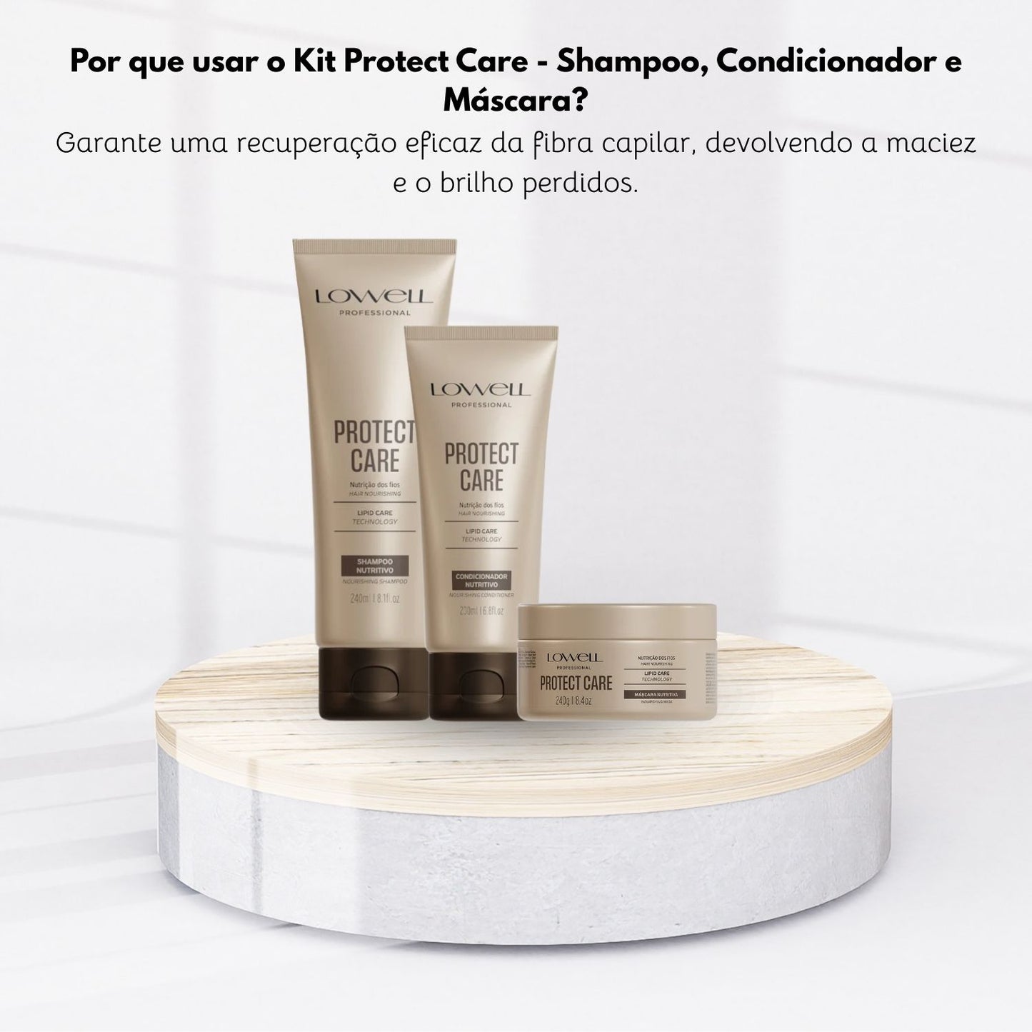 Kit Shampoo Condicionador Máscara Lowell Protect Care Tratamento Diário