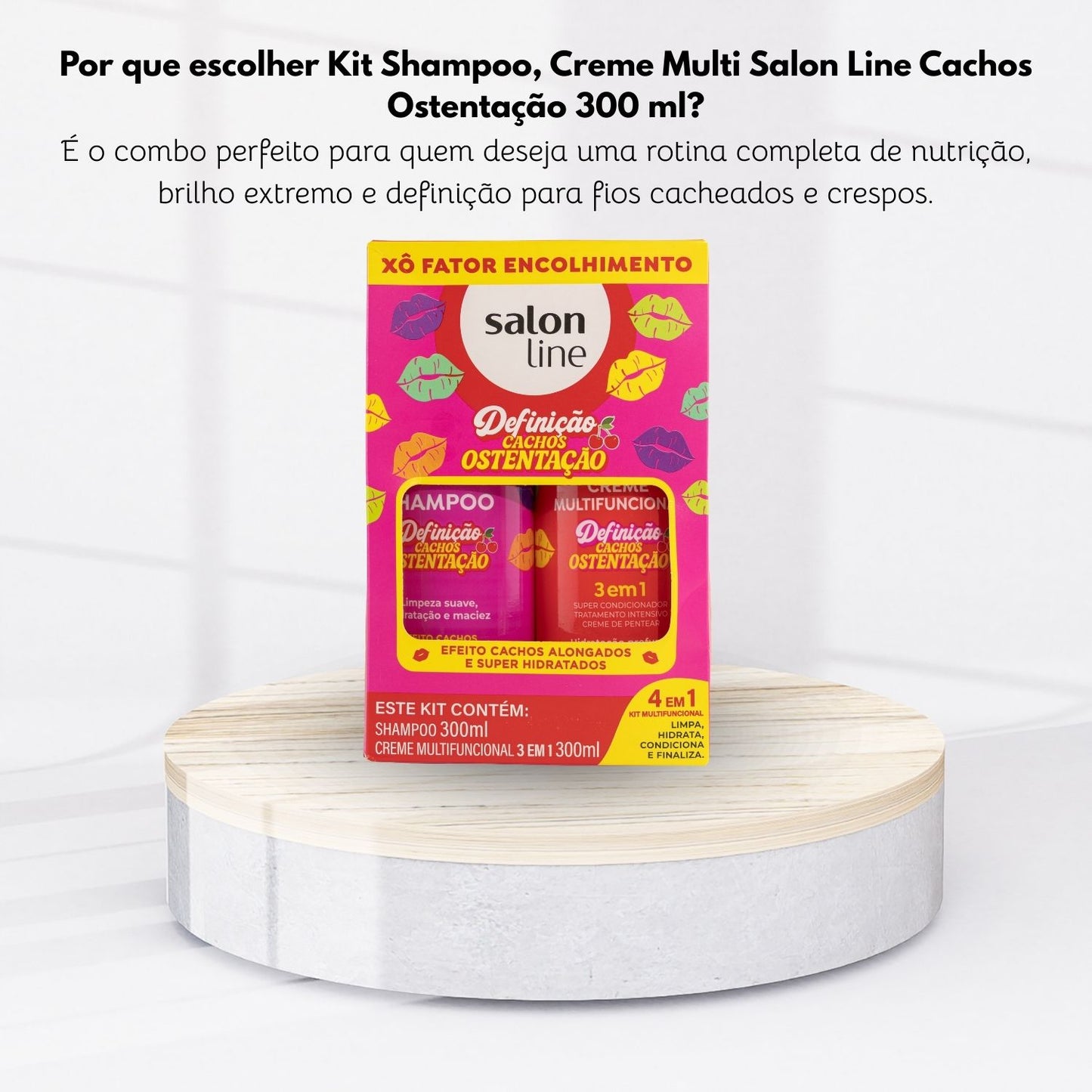 Kit Shampoo Creme Multi Salon Line Cachos Ostentação 300 ml