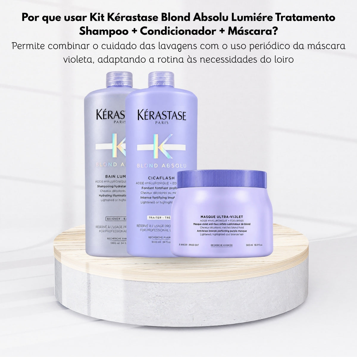 Kit Kérastase Blond Absolu Lumiére Tratamento Shampoo + Condicionador 1 Litro + Máscara 500 g