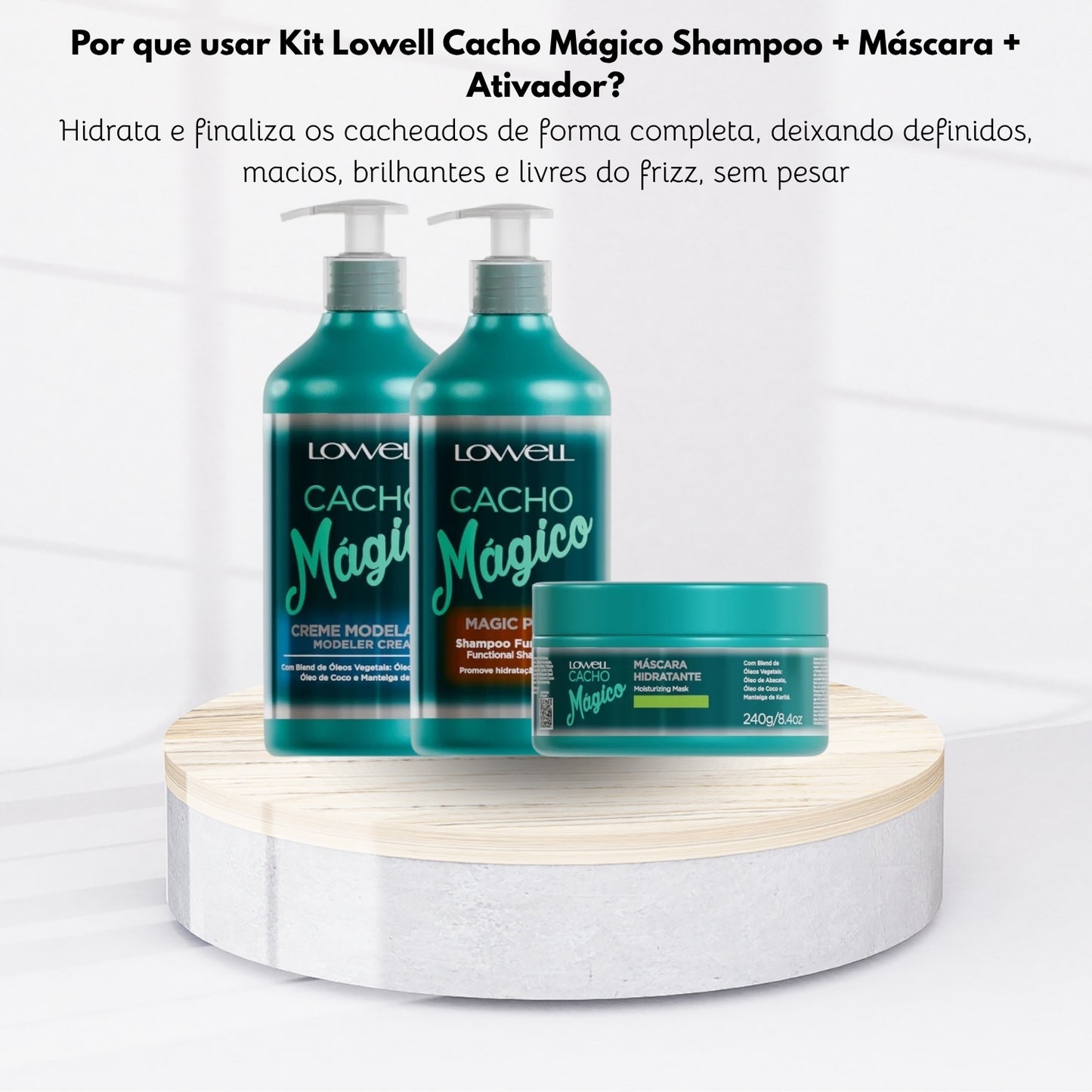 Kit Lowell Cacho Mágico Shampoo 500 ml + Máscara 450 g + Ativador 500 ml