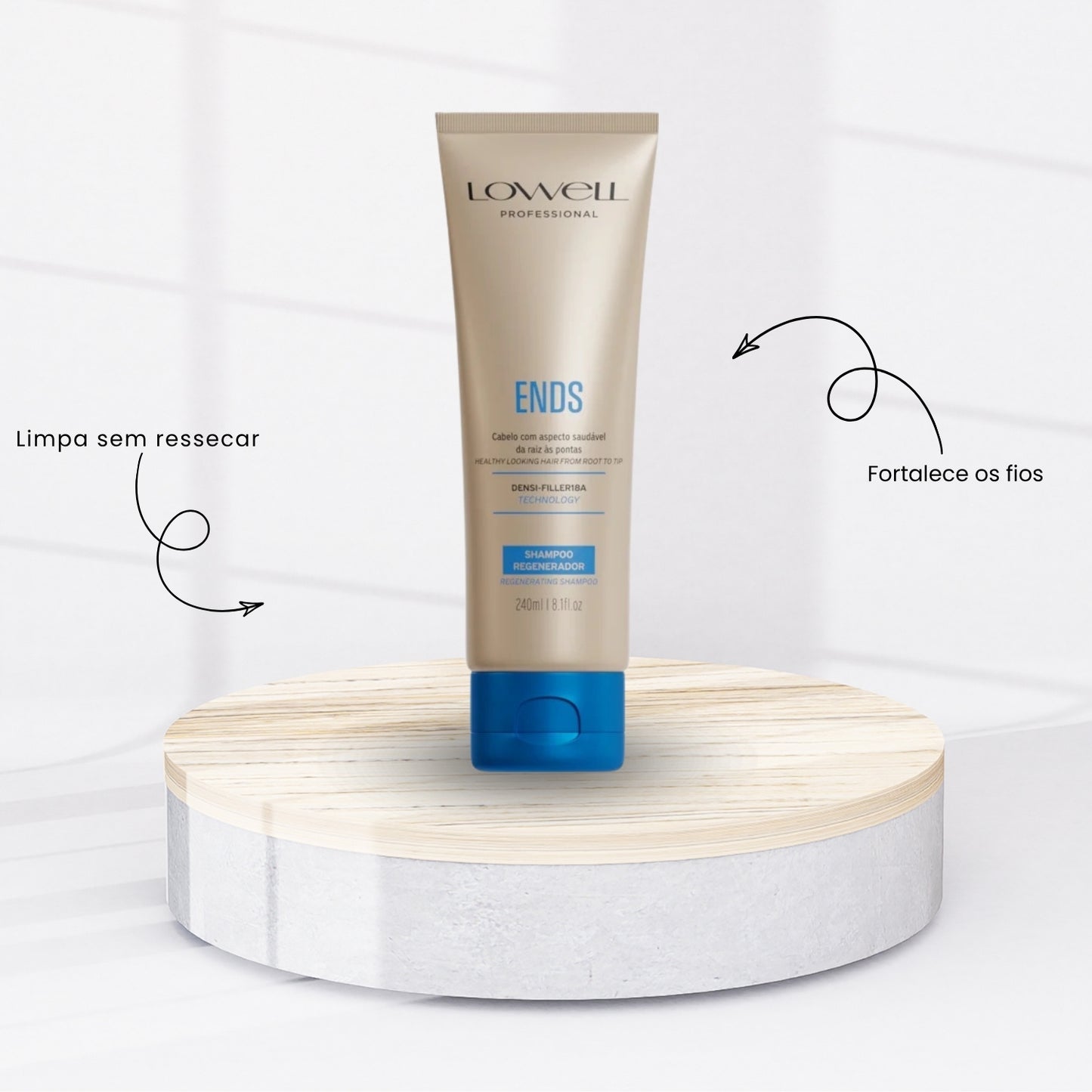 Kit Lowell Ends Regeneração Shampoo 240 ml + Máscara 200 ml + Leave 100 ml