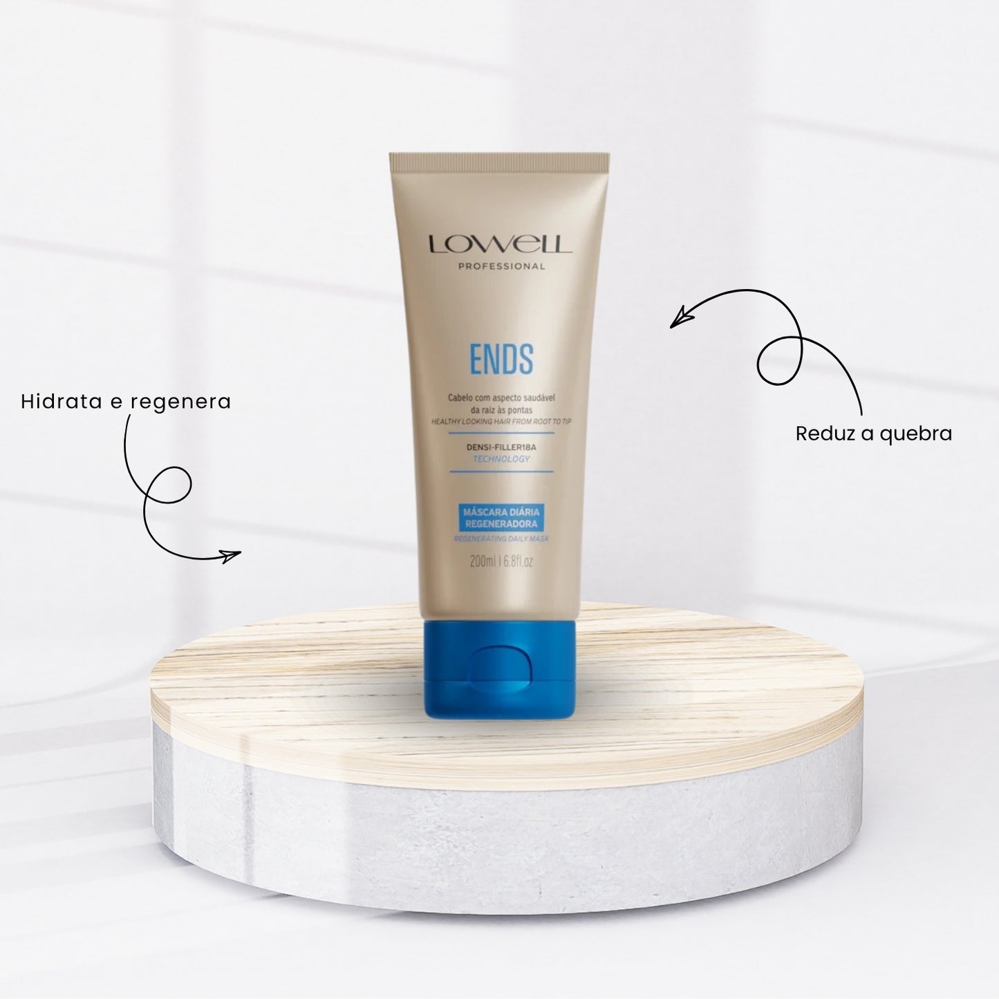 Kit Lowell Ends Regeneração Shampoo 240 ml + Máscara 200 ml + Leave 100 ml