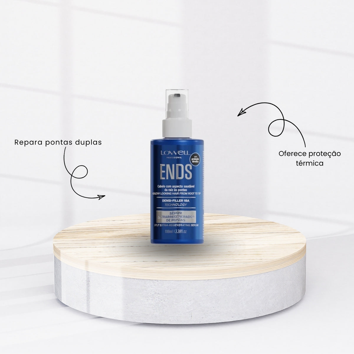Kit Lowell Ends Regeneração Shampoo 240 ml + Máscara 200 ml + Leave 100 ml