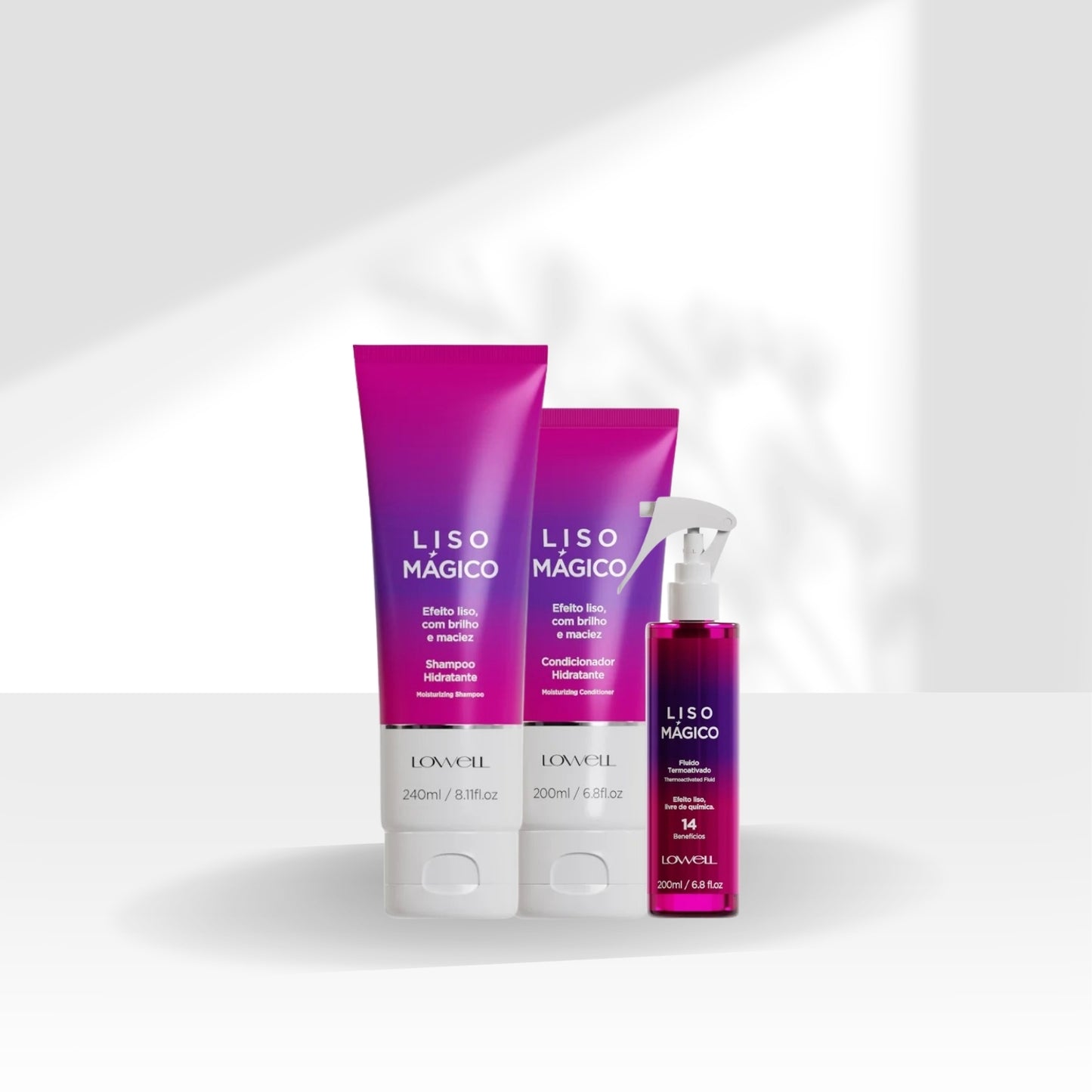 Kit Lowell Keeping Liss Liso Mágico Shampoo 240 ml + Condicionador 200 ml + Termoativo 200 ml