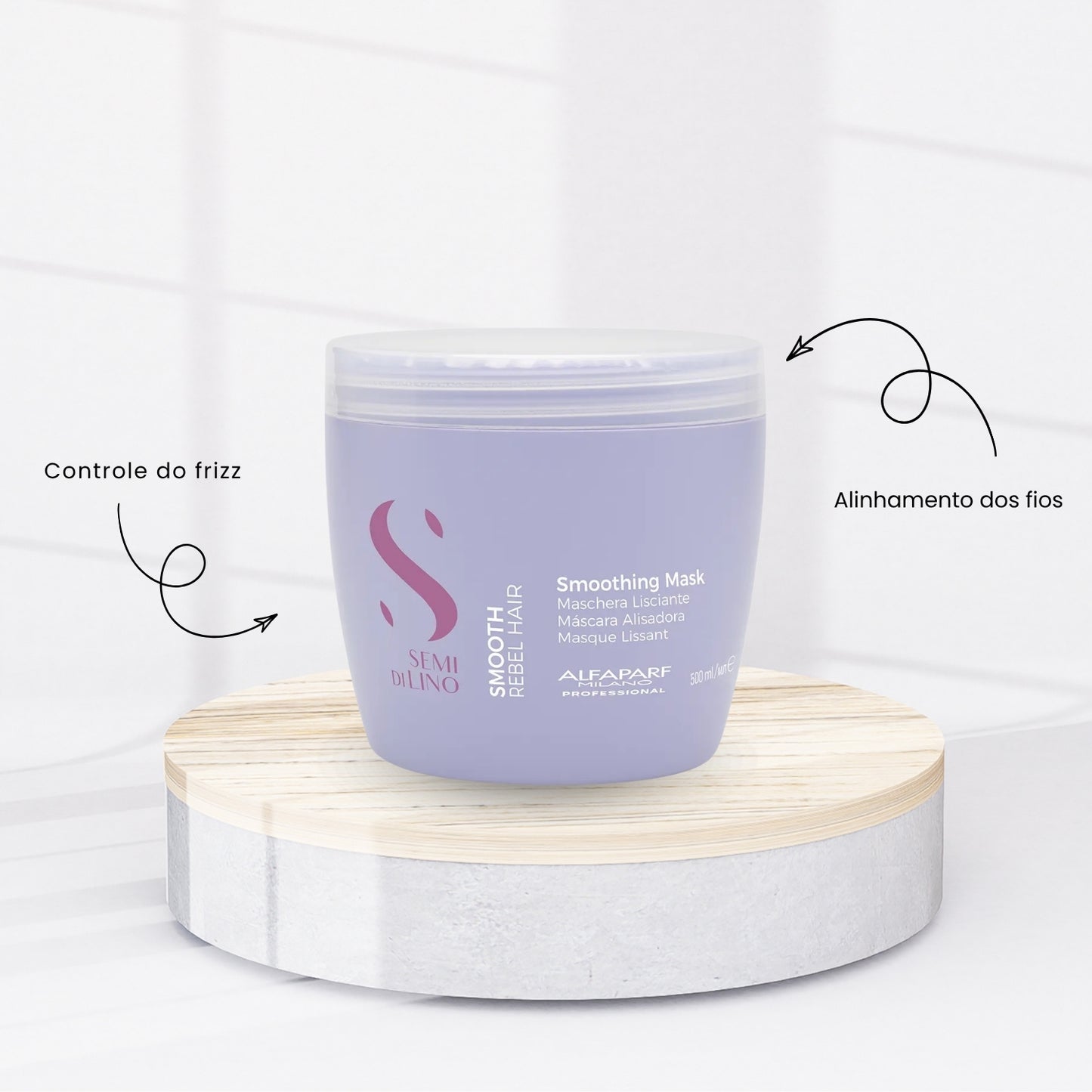 Máscara Alfaparf Semi Di Lino Smoothing Rebel Hair 500 ml