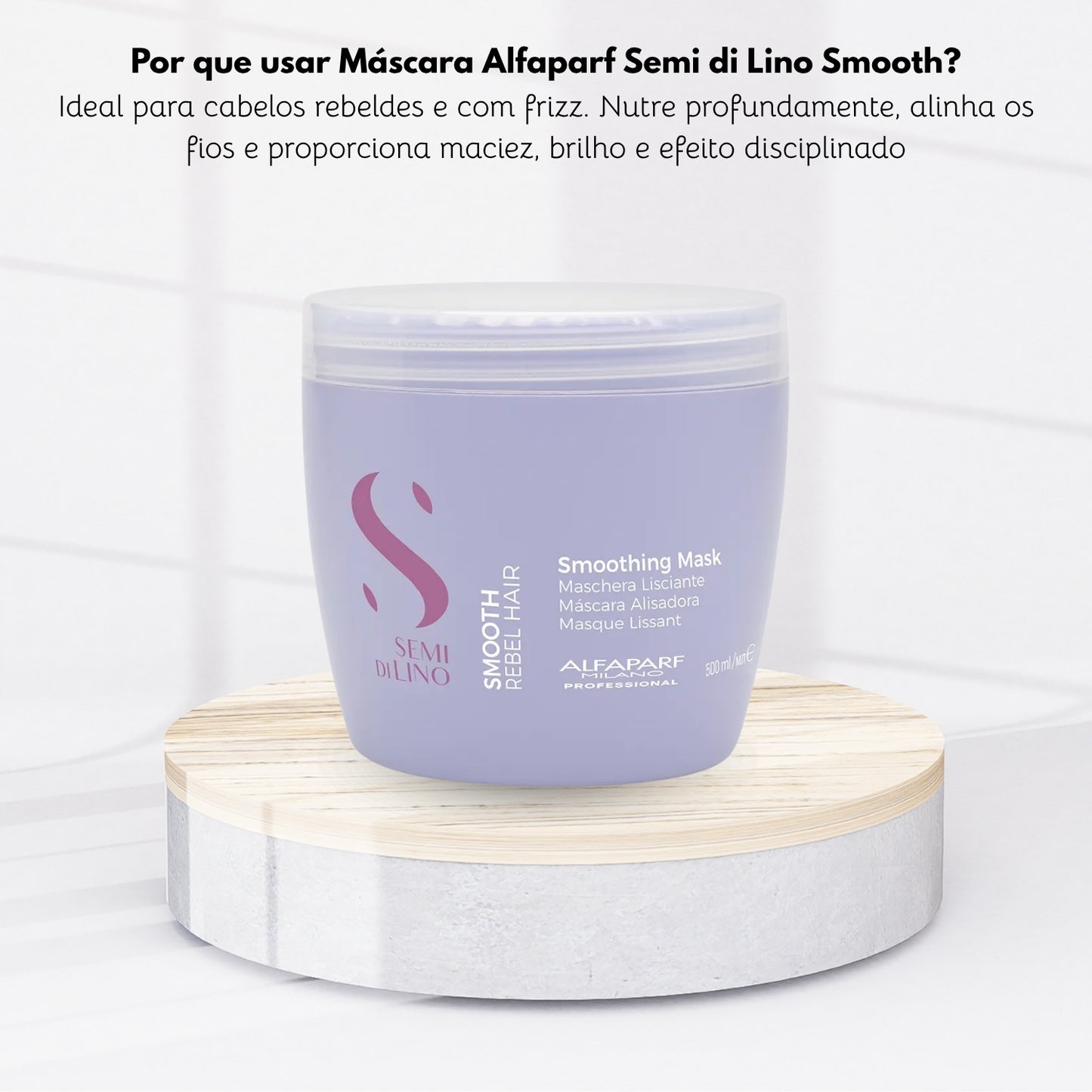 Máscara Alfaparf Semi Di Lino Smoothing Rebel Hair 500 ml