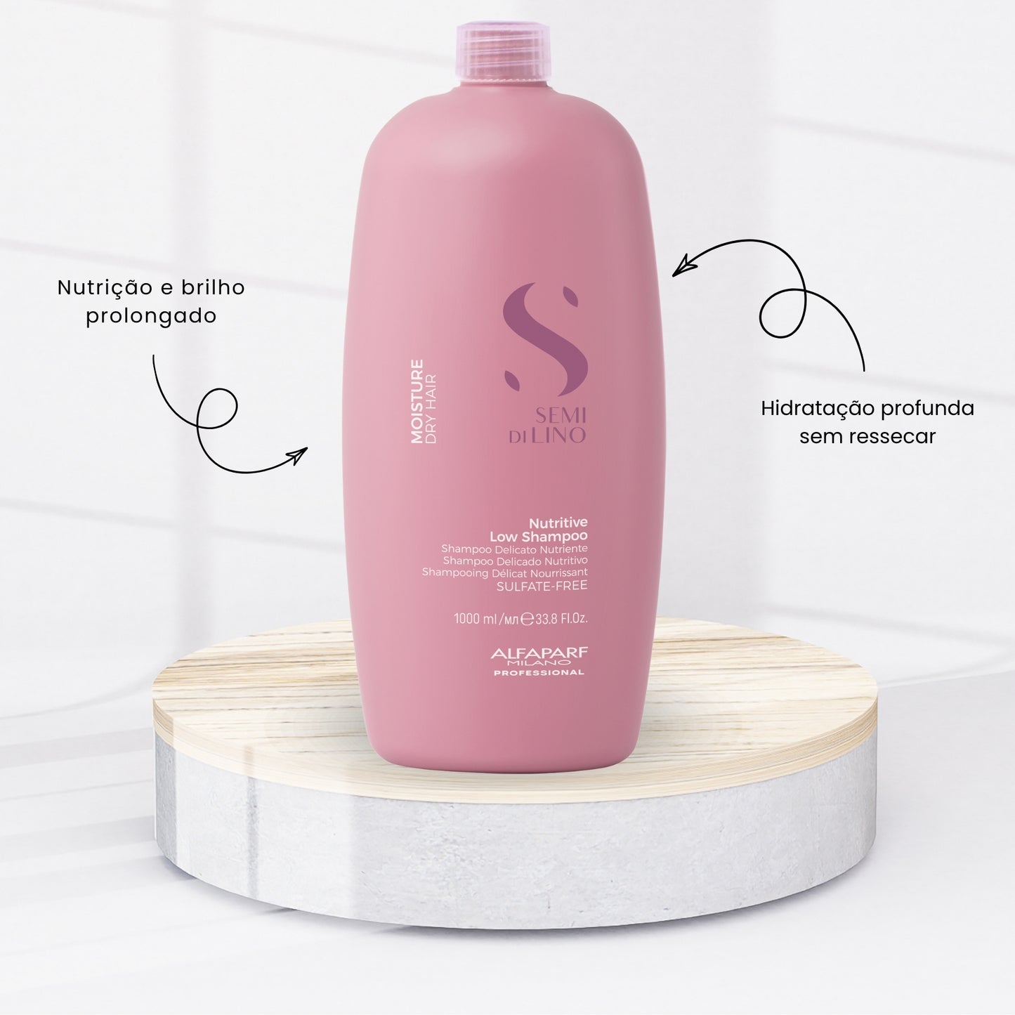 Shampoo Alfaparf Semi Di Lino Moisture Nutritive Shampoo Hidratante sem Sulfato 1 Litro