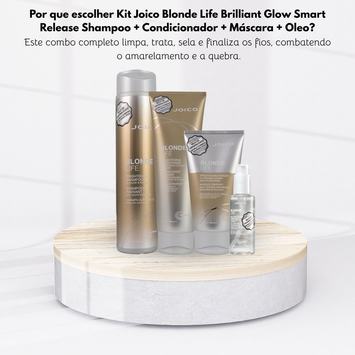 Kit Joico Blonde Life Brilliant Glow Smart Release Shampoo + Condicionador + Máscara + Oleo