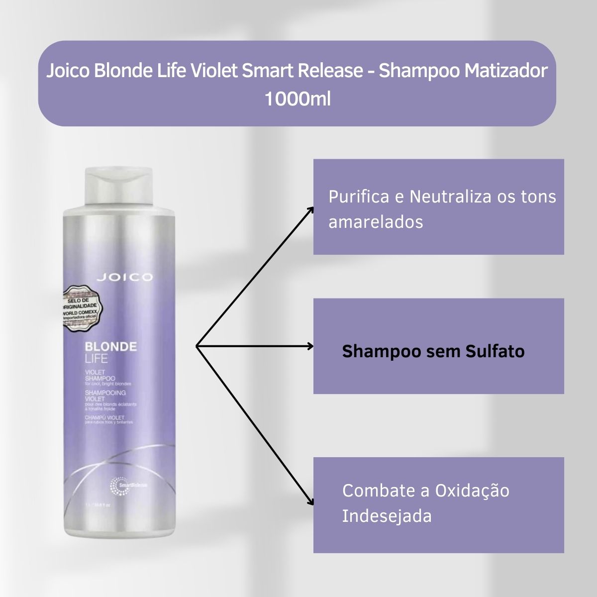 Shampoo Joico Blonde Life Violet Smart Release Matizador 1 Litro