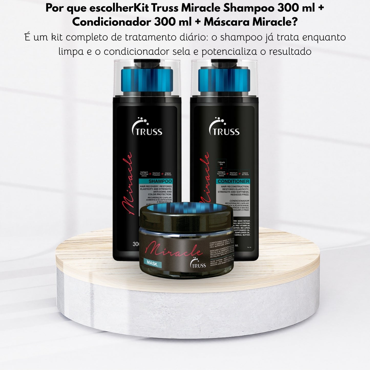 Kit Truss Miracle Shampoo 300 ml + Condicionador 300 ml + Máscara Miracle
