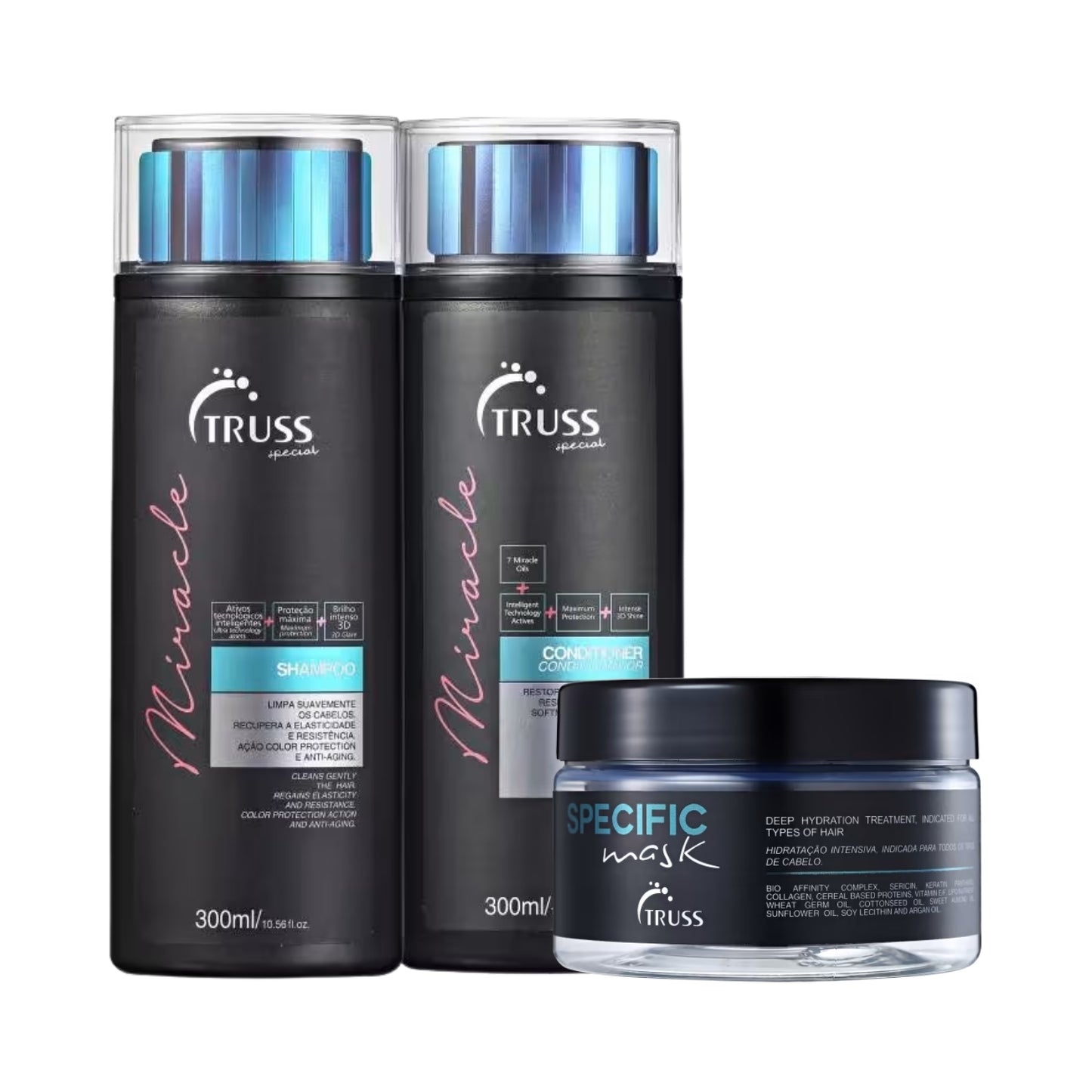 Kit Truss Miracle Shampoo 300 ml + Condicionador 300 ml + Máscara Specific